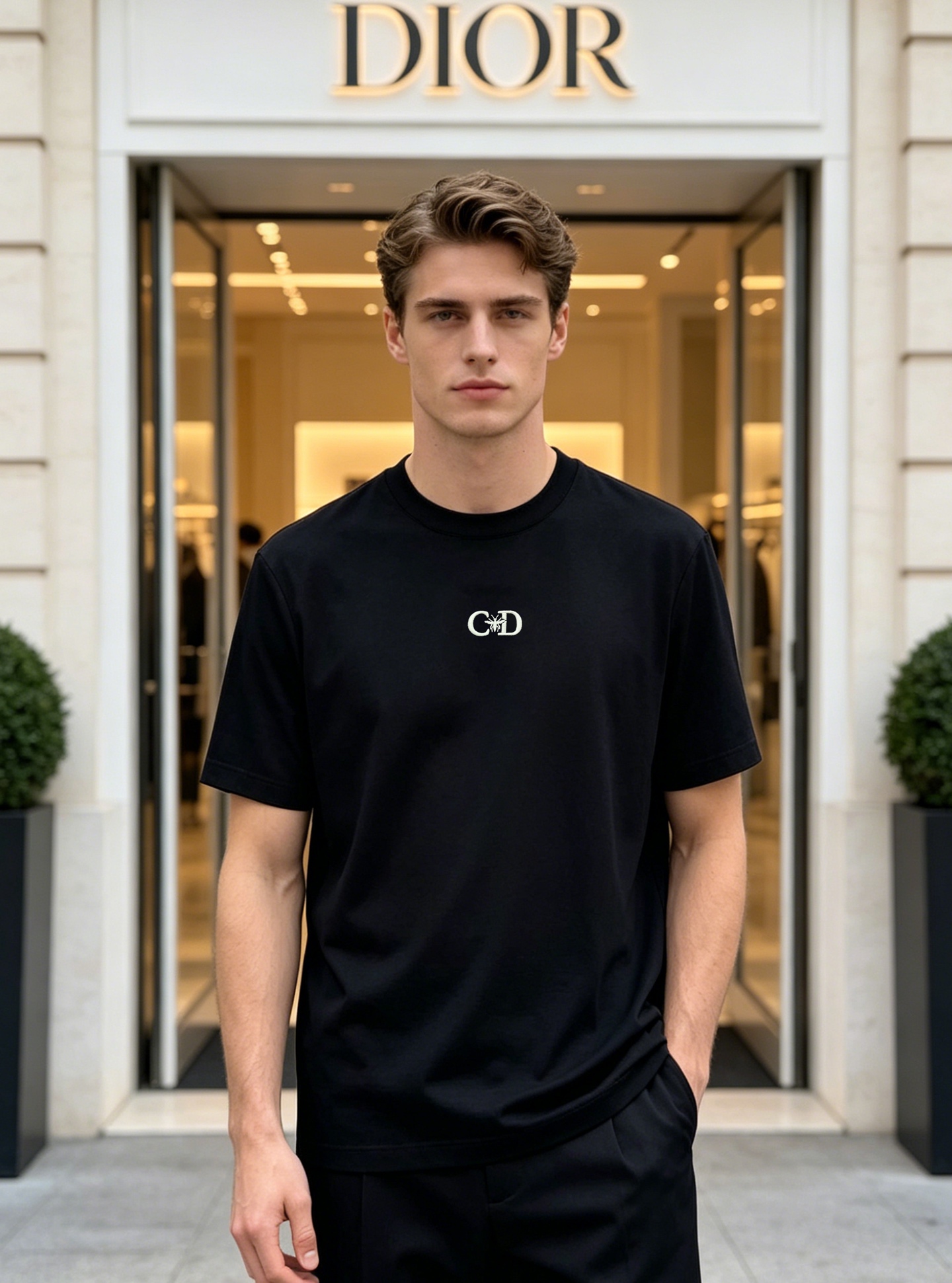 NO:910159,Dior's new mercerized T-shirt. The original order recommends using high-quality mercerized cotton, which is soft, breathable, smooth and warm. It is super comfortable to wear in summer!  The 'CD' letter + star pattern on the chest, the three-dimensional embroidery craftsmanship is exquisite, simple and recognizable. The round neck design is classic and versatile, and it is OK to wear alone or layered. Whether it is daily casual or sports style, it looks great with jeans and shorts, and you can easily get a sense of fashion!  All three standards!  Color Black. White. Size M-3XL (S and 4XL can be customized) Slim fit/145 pounds recommended XL, dior, dior, shorts, jeans, tees, t-shirt,19860909Dior迪奥新款丝光T恤.原单推荐采用高品质丝光棉,柔软透气,顺滑暖糯.夏天穿超舒服！胸前“CD”字母+星形图案,立体刺绣工艺精致简约又有辨识度.圆领设计经典百搭,单穿或内搭都很OK.无论日常休闲还是运动风,搭配牛仔裤、短裤都很出彩,轻松get时尚感！三标齐！颜色黑色.白色.码数M-3XL（S和4XL可订做）修身版型/145斤建议XL,,dior,dior,shorts,jeans,tees，t-shirt,,Men's clothing