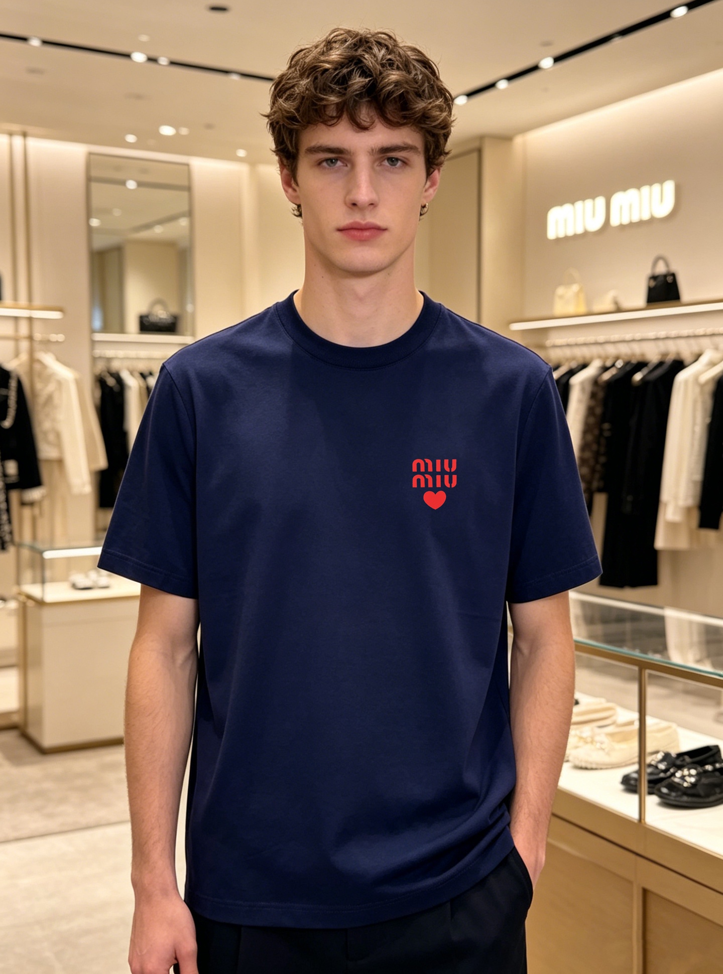 NO:937429,Miumiu26s new spring and summer mercerized cotton T-shirt - this year's brand style that continues to heat up. A must-have series!  Made of 190g mercerized cotton fabric, the details are visible and high-end!  !  It's very delicate, definitely not a boast, it's very comfortable to wear... the coolness of the fabric is great!  !  The red miumiu presentation adds a bit of elegance to the original basic color. Let’s get straight to the point and recommend it!  !  Color black. Dark blue. White. Size M-3XL slim fit!  (S and 4XL can be customized) 175/145 pounds recommended XL, Miumiu, tees, t-shirt,19860909Miumiu26s春夏新款丝光棉T恤-今年的持续升温的品牌款式.必须盘的系列！采用190g丝光棉面料,细节可见的高级感！！非常的细腻,绝对不是吹嘘,穿着舒适性强…面料的凉爽感炒鸡好！！红色miumiu呈现让原本基础的颜色增添几分尊贵 直入主题,推荐入手！！颜色黑色.深蓝.白色.码数M-3XL修身版型！（S和4XL可订做）175/145斤建议XL,,miumiu,tees，t-shirt,,Men's clothing