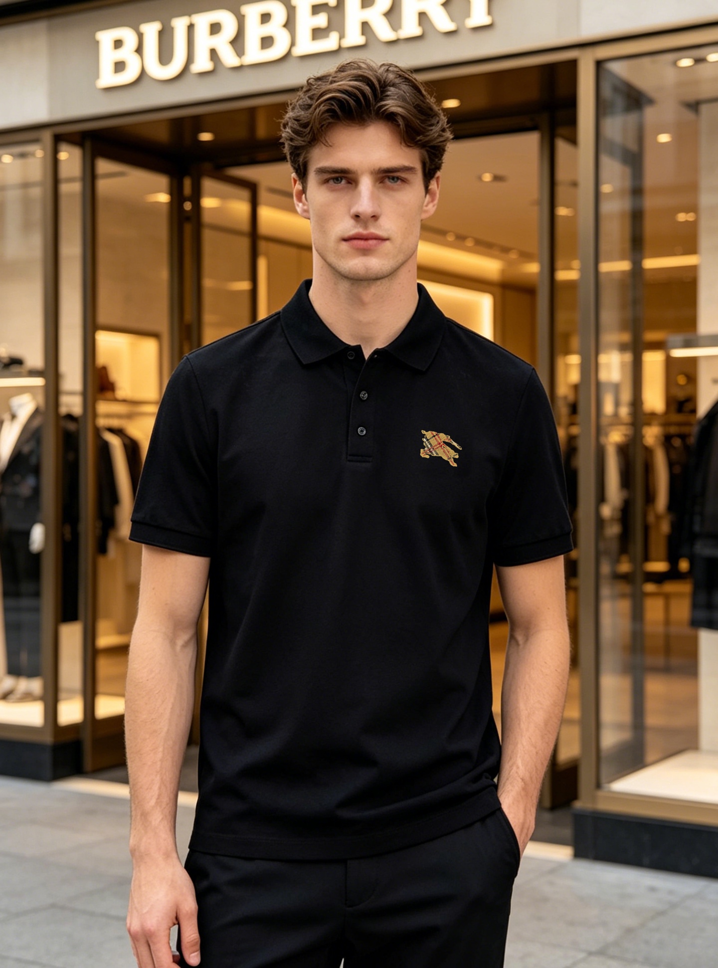 NO:910162,BURBERRY Men's short-sleeved POLO shirt, classic lapel design, flocked war horse logo on the chest, super recognizable! Classic B family plaid pattern. Full of British style. High-quality mercerized piqué cotton fabric, breathable and comfortable, completely OK to wear in summer!  Slim cut, can be easily managed for business casual or daily commuting. It goes well with casual pants or jeans ~ full of high-end fashion sense, with both quality and taste! Black, white, aqua blue, size M-3XL slim fit (S and 4XL can be customized)/140 pounds recommended L,, burberry, burberry, jeans, T-shirt,19860909BURBERRY巴宝莉男士短袖POLO衫,经典翻领设计胸前植绒战马标志超有辨识度!经典B家格子花型.英伦风满满.高品质丝光珠地棉质面料,透气舒适,夏天穿完全OK！修身剪裁,商务休闲or日常通勤都能轻松驾驭,搭配休闲裤,牛仔裤都很出彩~高端时尚感满满,品质与品味兼具! 黑色.白色.水蓝.码数M-3XL修身版型（S和4XL可订做）/140斤建议L,,burberry,burberry,jeans,T-shirt,,Men's clothing