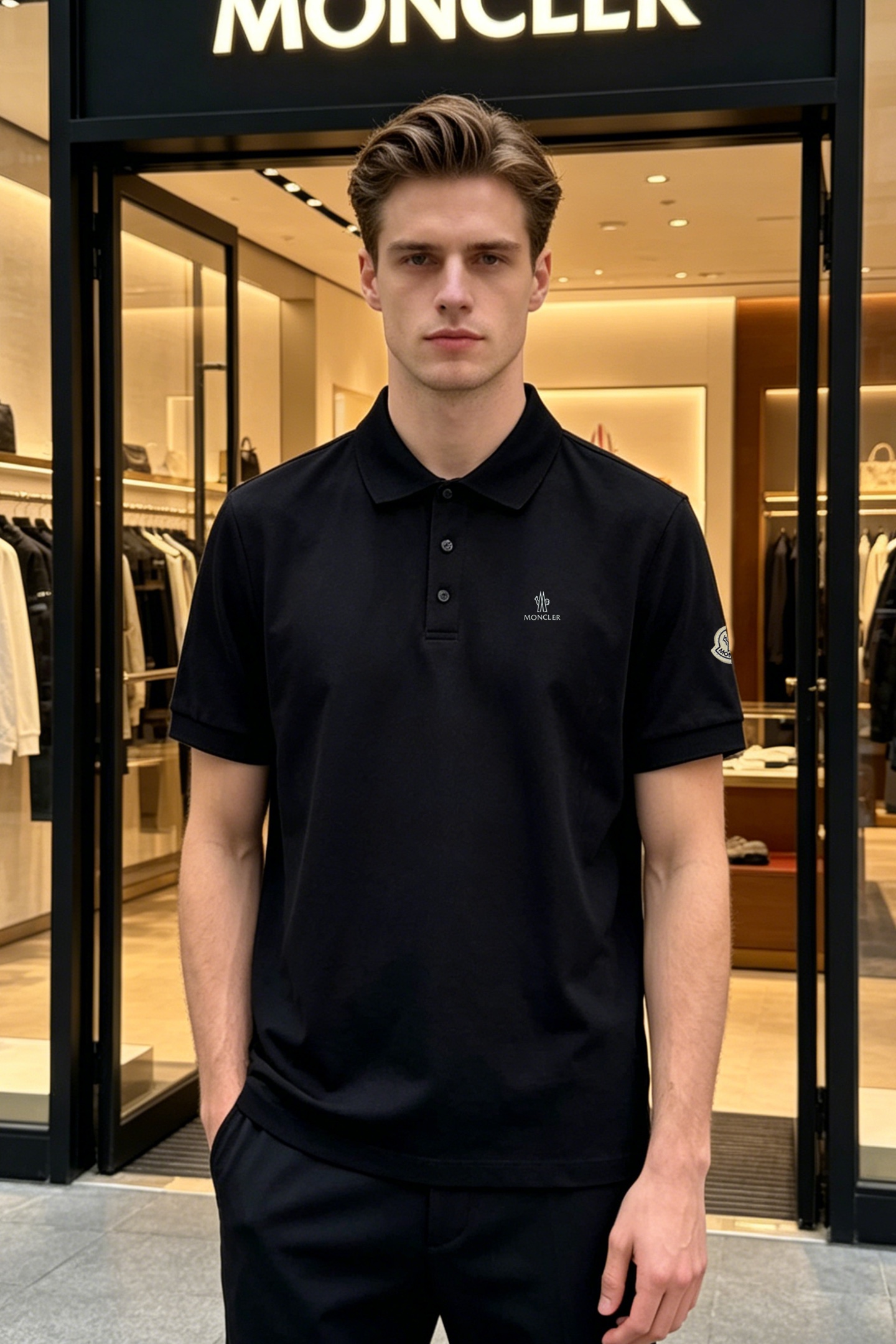 NO:913698,Moncle* classic Polo shirt with a muzzle. The first choice for new business people. This Polo shirt is made of mercerized double pique 230g heavy fabric, which is comfortable and soft. The Moncler classic logo is heat-painted on the chest. The sleeves are matched with a small hat, which is simple, elegant and fashionable!  All three standards!  Color Black. White. Red. Size M-3XL (S and 4xl can be customized) Slim fit/pound recommended L, Moncler, hats,19860909Moncle*蒙口经典Polo衫.新款商务人士首选.本款Polo衫采用丝光双珠地230克重面料打造,舒适柔软.胸口moncler经典标识烫画.袖子搭配小帽子简约大方时尚！三标齐！颜色黑色.白色.大红.码数M-3XL（S和4xl可订做）修身版型/斤建议L,,Moncler,hats,,Men's clothing