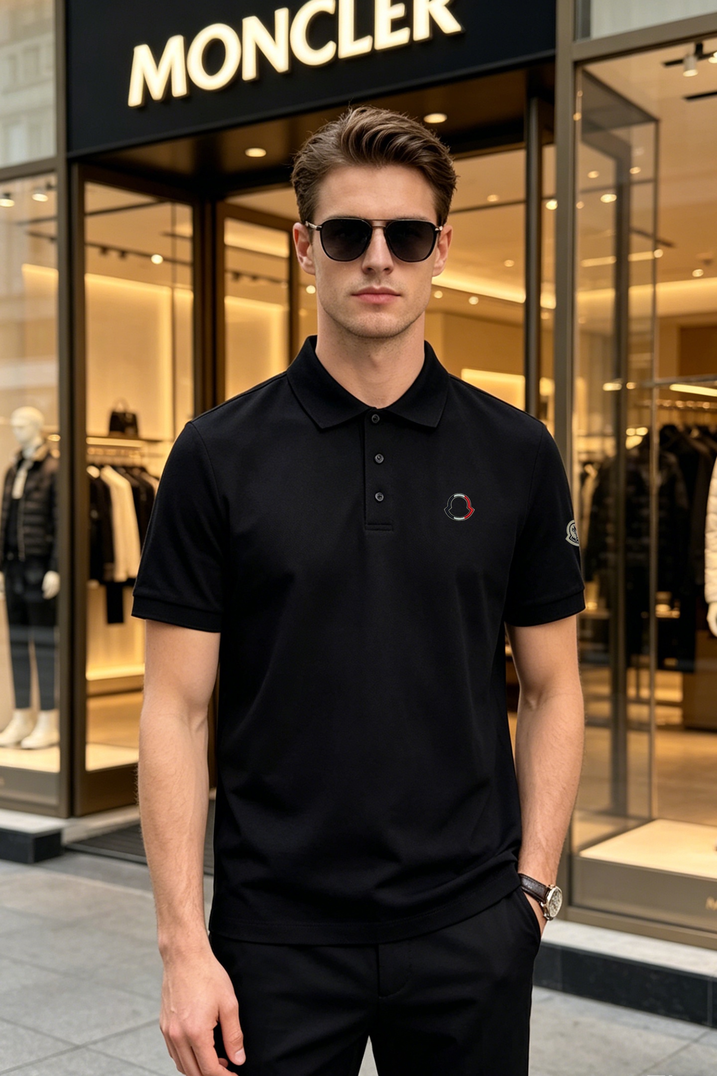 NO:910136,Moncle* muzzle classic Polo shirt. The first choice for new business people. This Polo shirt is made of mercerized double pique 230g heavy fabric, which is comfortable and soft. The Moncler classic logo is heat-engraved on the chest. The sleeves are matched with embroidered small hats. Simple, elegant and fashionable!  All three standards!  Color black. White. Aqua blue. Size M-3XL (S and 4xl can be customized) Slim fit/140 pounds recommended L, Moncler, hats,19860909Moncle*蒙口经典Polo衫.新款商务人士首选.本款Polo衫采用丝光双珠地230克重面料打造,舒适柔软.胸口moncler经典标识烫画.袖子搭配小帽子绣花.简约大方时尚！三标齐！颜色黑色.白色.水蓝.码数M-3XL（S和4xl可订做）修身版型/140斤建议L,,Moncler,hats,,Men's clothing