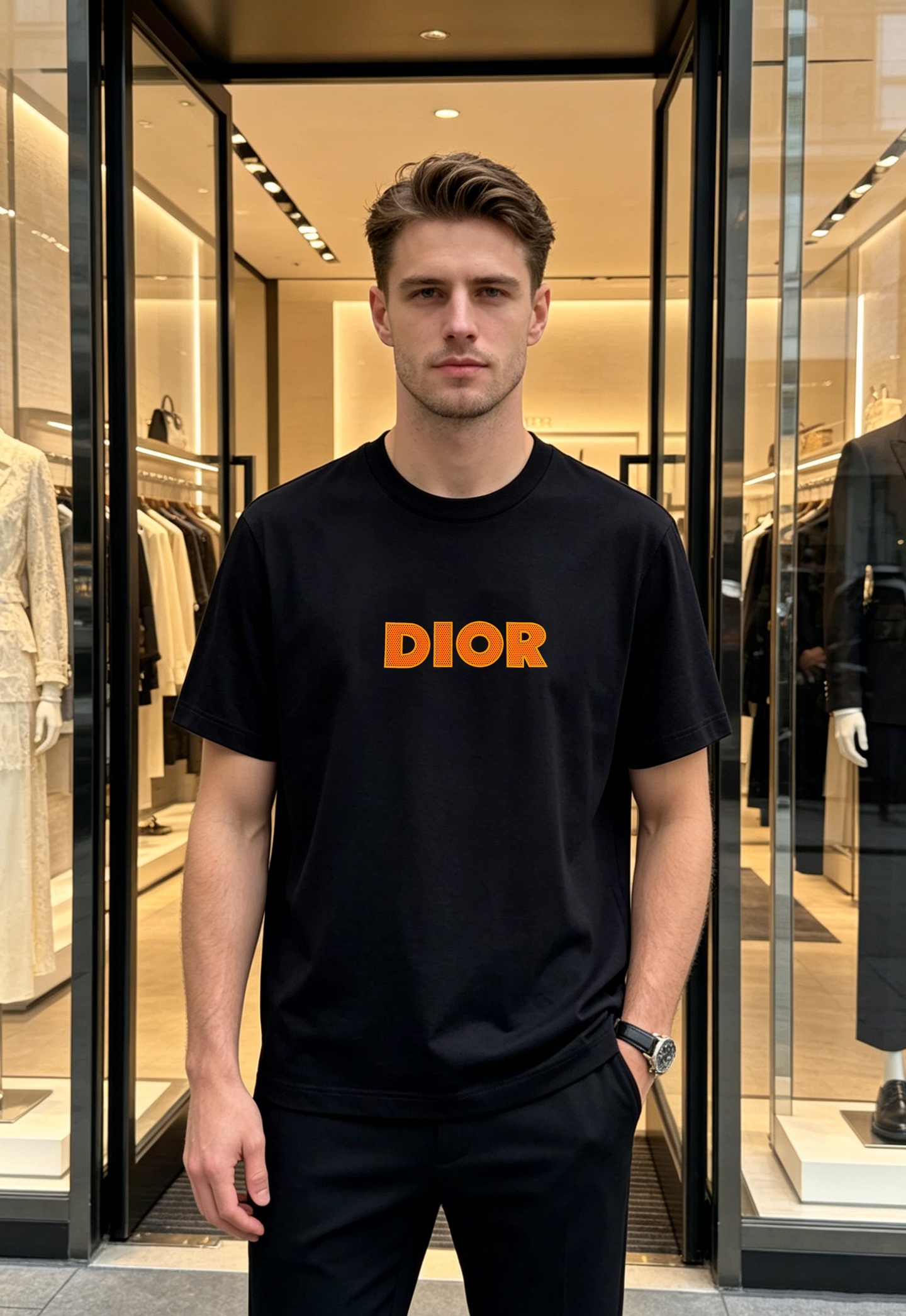 NO:910178,Dior 26s new mercerized cotton T-shirt is made of high-quality mercerized cotton, silky and delicate. Soft and comfortable, super friendly for daily wear!  Three-dimensional silicone heat transfer process on the chest. The contrasting color design is exquisite and elegant. The round neck design is simple and recognizable. It is versatile and not picky. It is OK whether worn alone or layered. Fashionable and practical, it is a classic Dior item and can be easily used in various occasions!  All three standards. Color black. White. Size M-3XL slim fit (S and 4XL can be customized)/145 catties. Recommended XL, dior, dior, tees, t-shirt,19860909Dior迪奥26s新款丝光棉T恤,采用高品质丝光棉料,丝滑细腻.柔软舒适,日常穿着超友好！胸前立体硅胶烫画工艺.撞色设计精致优雅.简约又有辨识度圆领设计,百搭不挑人,无论单穿还是内搭都很OK.时尚又实用,是Dior经典单品,轻松驾驭多种场合！三标齐.颜色黑色.白色.码数M-3XL修身版型（S和4XL可订做）/145斤建议XL,,dior,dior,tees，t-shirt,,Men's clothing