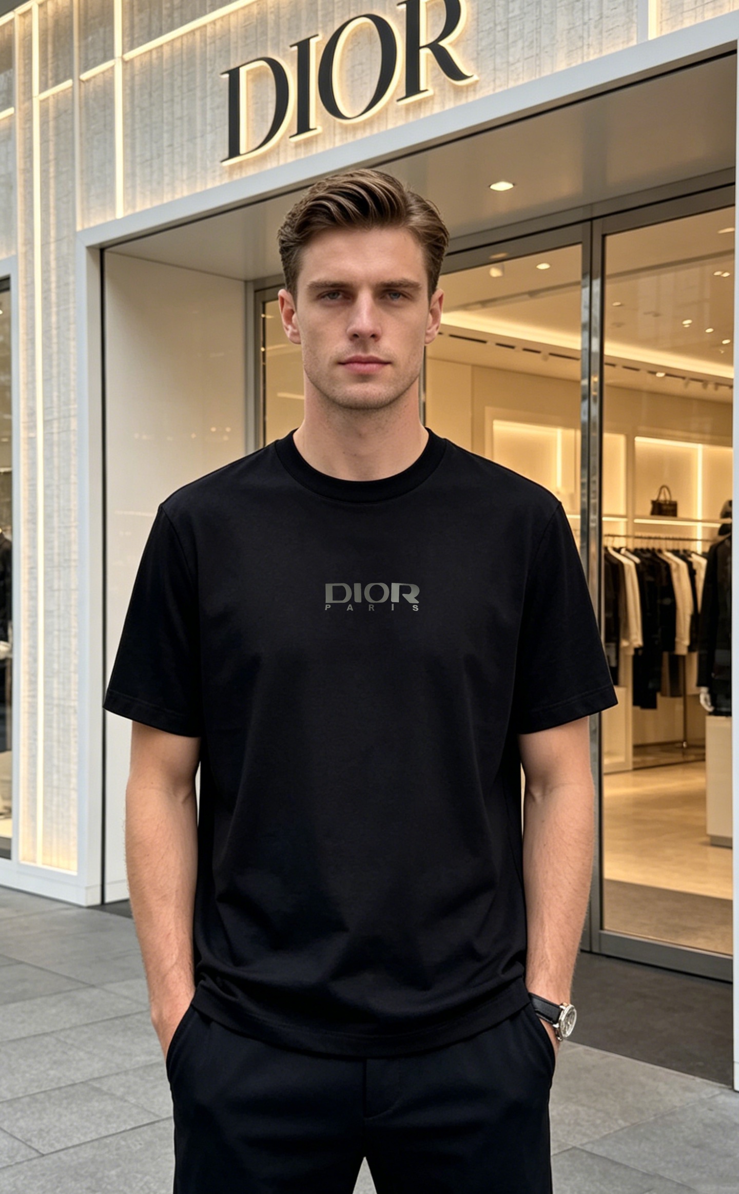 NO:910174,Dior Dior 26s spring and summer round neck T-shirt. New products recommended solid color - made of high-quality 190g mercerized cotton, woven technology, more texture than ordinary fabrics... The classic label is drawn in the shape of the DIOR logo letters on the chest, and the brand logo on the back. Conventional cutting, the upper body fits comfortably and does not look bloated and tight. The same style as sweet potato is recommended!  Color Black. White. Red. Size M-3XL slim fit (S and 4XL can be customized)/145 pounds. Recommend XL, dior, dior, tees, t-shirt,19860909Dior迪奥26s春夏圆领T恤.新品推荐纯色系-优质190g丝光棉布制成,机织技术,相比于普通面料更加富有质感......胸口DIOR标识字母造型绘制而成的经典标签,后背品牌标识.常规裁剪,上身合体舒适不显臃肿与紧绷 红薯同款推荐！颜色黑色.白色.大红.码数M-3XL修身版型（S和4XL可订做）/145斤建议XL,,dior,dior,tees，t-shirt,,Men's clothing