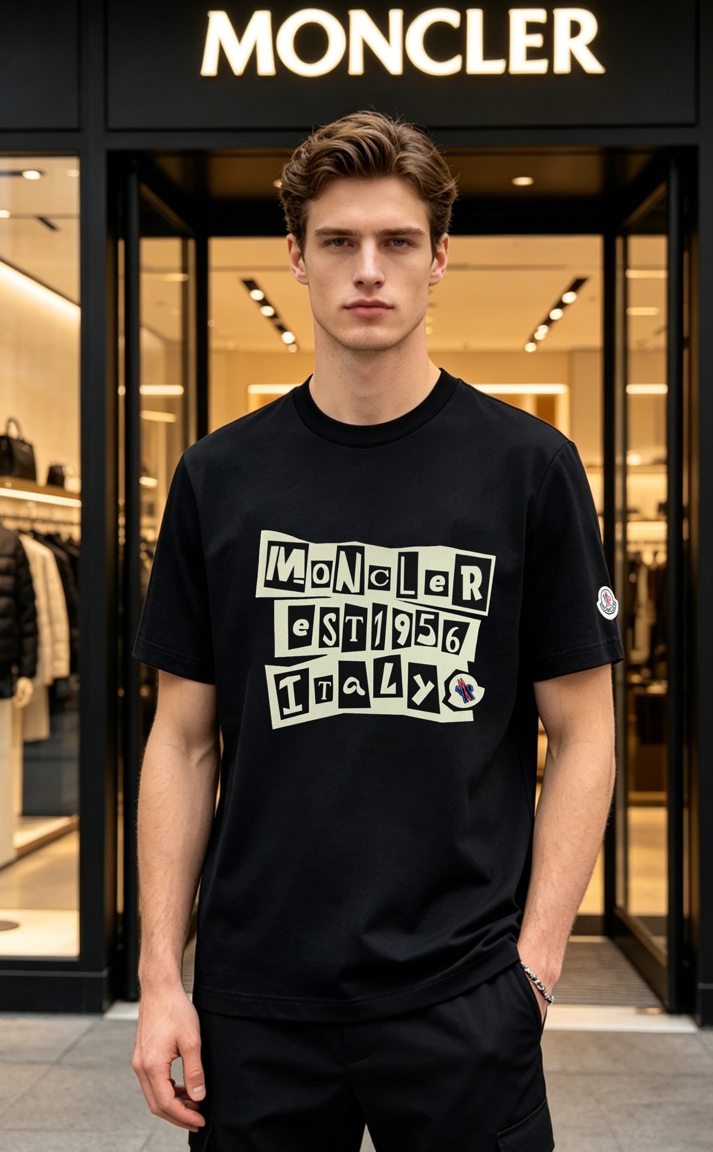NO:910146,Moncler's new mercerized short-sleeved T-shirt, classic letter three-dimensional heat transfer design. Simple and recognizable, the classic muzzle badge on the left sleeve, full of details!  High-quality mercerized cotton fabric, soft and breathable, super comfortable to wear in summer ~ can be easily used for daily leisure and sports. It is versatile and not picky. Moncler is positioned as a high-end product with both fashion and quality. It is a must-have for fashionistas!  Color black. White dots. Burgundy. Size M-3XL (S and 4XL can be customized) Slim fit/145 pounds recommended XL, Moncler, T-shirt, tees, t-shirt,19860909Moncler 蒙口新款丝光短袖T恤,经典字母立体烫画设计.简约又有辨识度左袖经典蒙口徽章,细节满分！高品质丝光棉面料,柔软透气,夏天穿超舒服～日常休闲、运动都能轻松驾驭,百搭不挑人Moncler高端定位,时尚与品质兼具,潮人必备！颜色黑色.白点.酒红.码数M-3XL（S和4XL可订做）修身版型/145斤建议XL,,Moncler,T-shirt,tees，t-shirt,,Men's clothing