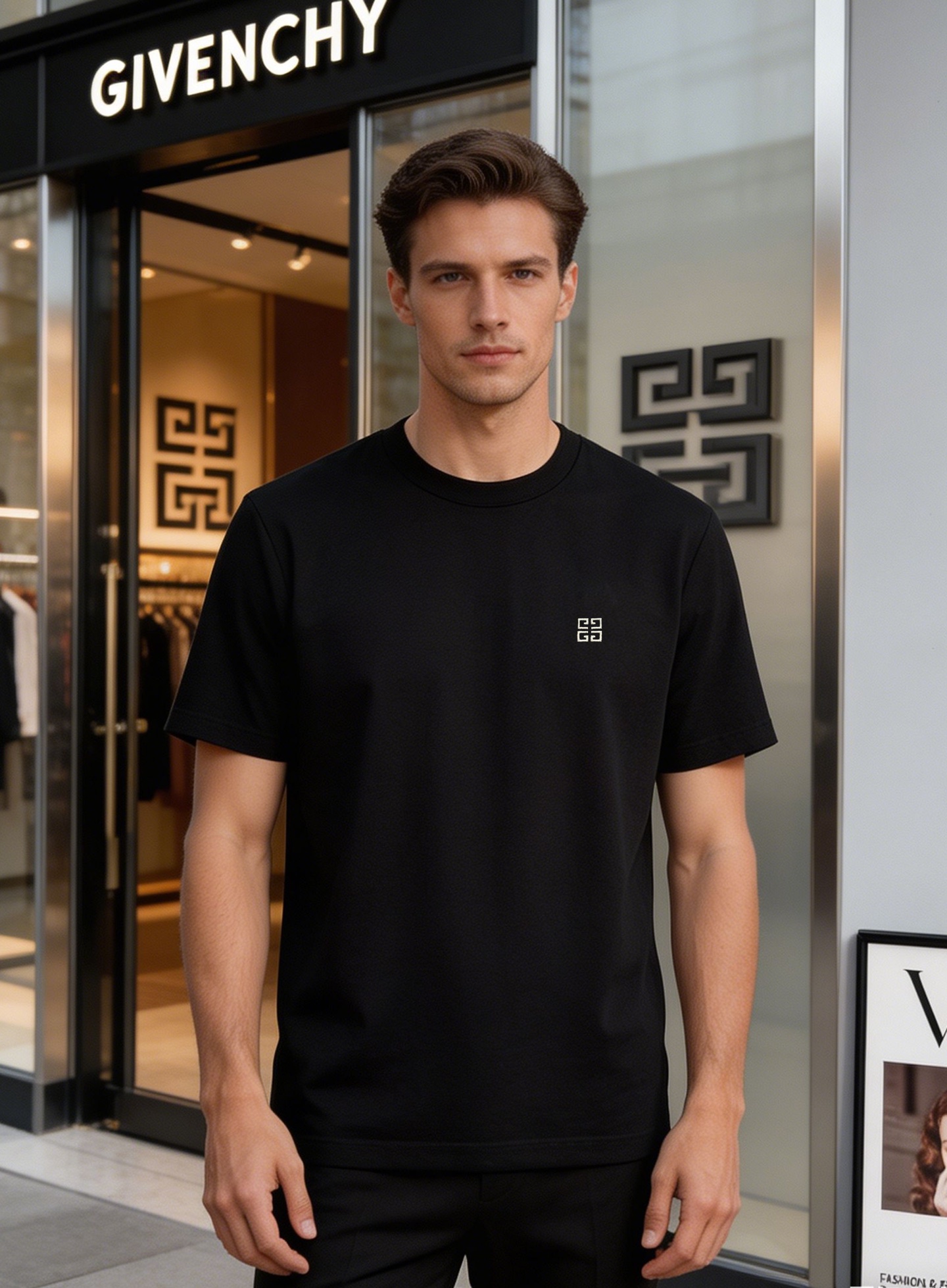 NO:913663,Givenchy 26s spring and summer classic round-neck T-shirt. The original order recommends the same style as Xiaohongshu ~ the basic version is clean and neat. The classic brand graphics on the chest are three-dimensional embroidery technology. It will definitely stand the test of time!  !  Super comfortable and breathable high-end liquid ammonia cotton fabric. It has good sweat absorption and breathability, and the soft and waxy texture is perfect. The upper body is very beautiful!  All three standards - color black, white, pink, size S-3XL regular version!  (/catties recommended M),,givenchy,givenchy,tees,t-shirt,19860909Givenchy纪梵希26s春夏经典款圆领T恤.原单推荐小红书同款～基础款净版干净利落.胸口部位经典品牌图形立体绣花工艺.绝对经得起时间的考验！！超舒适透气的高端液氨棉面料.吸汗性和透气性都很好,手感软糯质感都是完美 .上身非常好看！三标齐～颜色黑色.白色.粉色.码数S-3XL常规版型！（/斤建议M）,,givenchy,givenchy,tees，t-shirt,,Men's clothing