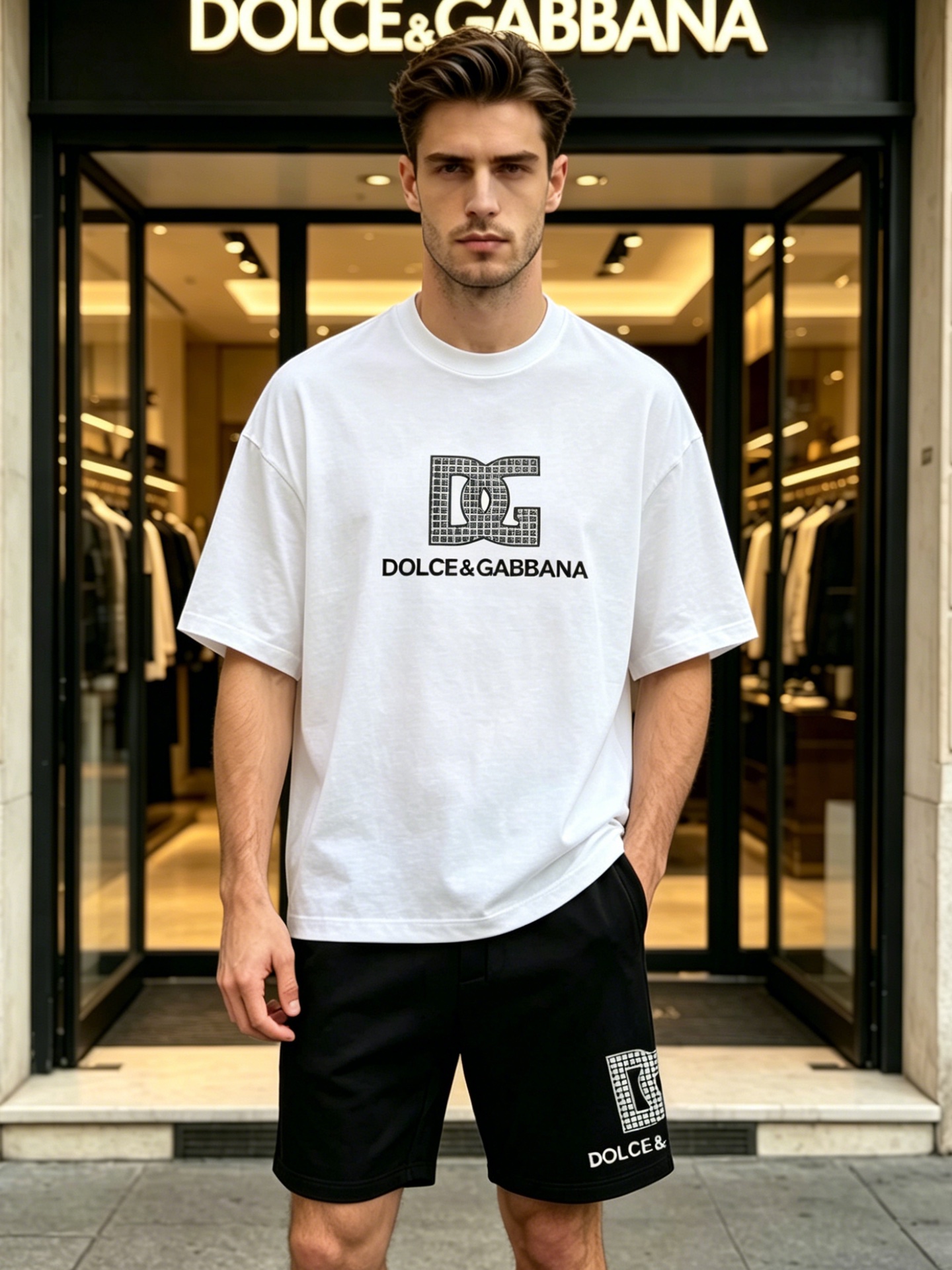 NO:866432,Dolce&Gabbana's new trendy brand T-shirt. The same style for men and women. The fiery aesthetics of Sicily are condensed on the checkered DG logo on the chest. The high-count heavyweight pure cotton fabric is selected, soft and breathable to the touch, and the upper body has its own silhouette.  Shape and texture, say goodbye to being soft and shapeless. The three-dimensional printing process reproduces the brand's classic logo, which is not easy to fall off and adds texture. Available in three colors: black/white/rose red, it is easy to capture the Italian cool atmosphere. It can become the highlight of the style when worn alone or layered. All three standards are included!  Size S-3XL slightly expanded version (/145 pounds recommended L),,Dolce&Gabbana,Dolce&Gabbana,tees,t-shirt,19860909Dolce&Gabbana杜嘉班纳新款潮牌T恤.男女同款西西里的炽热美学,凝于胸前的方格DG标识之上.甄选高支重磅纯棉面料,触感软糯透气,上身自带廓形质感,告别软塌没型.立体印花工艺复刻品牌经典标识,不易脱落更具质感,黑/白/玫红三色可选,轻松拿捏意式潮酷氛围,单穿叠搭都能成为造型亮点.三标齐！码数S-3XL微扩版型（/145斤建议L）,,Dolce&Gabbana,Dolce&Gabbana,tees，t-shirt,,Men's clothing