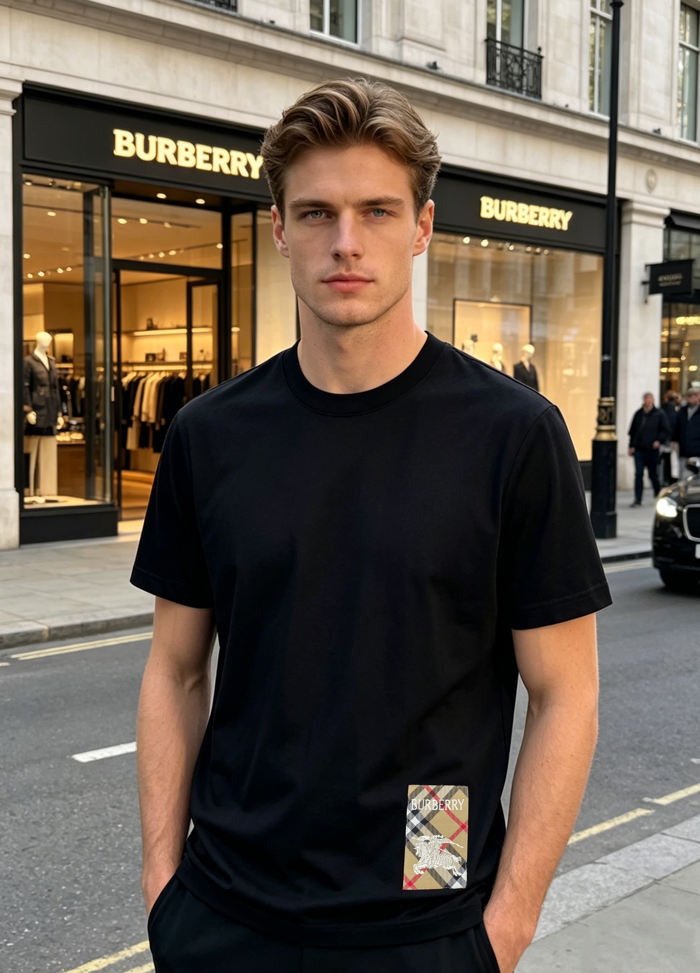 NO:866404,BBR*Burberry classic round neck T-shirt. Simple basic style!  The British luxury style is full of Burberry's classic plaid war horse woven label, which is engraved with the century-old brand heritage. The high-definition ice cotton fabric is selected, cool and breathable, saying goodbye to the sultry summer heat. The simple round neck version is suitable for commuting and leisure, and the upper body shows a gentleman's texture. Excellent quality is matched with contemporary popular elements. The 3D texture LOGO on the hem is super strong, and the workmanship is quite impressive!  Minimalist but not simple basic model from a famous brand, the icy cotton material has a delicate and soft light, the retro plaid cloth label on the side is a delicate finishing touch, the black and white two-color classic and versatile, it is easy to create a low-key and luxurious men's dressing texture. All three standards are included!  Color black. White. Size M-3XL slim fit!  (S.4XL and 5XL can be customized)/catties recommended L,,burberry,burberry,tees,t-shirt,19860909BBR*巴宝莉经典圆领T恤.简单基础款！英伦奢雅格调拉满 Burberry经典格纹战马织标,镌刻百年品牌底蕴.甄选高定冰棉面料,凉感垂顺透气,告别夏日闷热,简约圆领版型,通勤休闲两相宜,上身尽显绅士质感.优秀品质和当代流行元素搭配.下摆3D质感LOGO超强标签,做工相当打CALL！极简不简单的大牌基础款,冰感棉料自带细腻柔光,侧边复古格纹布标精致点睛,黑白双色经典百搭,轻松拿捏低调奢华的男士穿搭质感.三标齐！颜色黑色.白色.码数M-3XL修身版型！（S.4XL和5XL可订做）/斤建议L,,burberry,burberry,tees，t-shirt,,Men's clothing