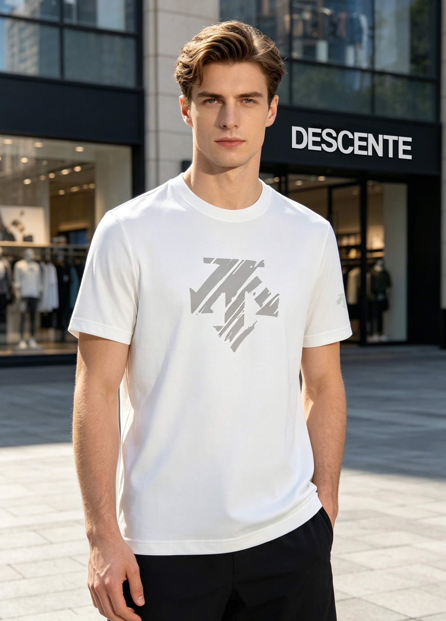 NO:866430,Descente ice cotton functional style short-sleeved T-shirt, high-end sports and leisure style  Descente's classic arrow logo and old graffiti print design are highly recognizable on the trend. The high-elastic ice cotton fabric is selected, with its own cool and breathable properties. It is draped and anti-wrinkle, and the upper body is light and unrestricted. It is suitable for daily travel and outdoor fitness, taking into account both appearance and practicality. Breaking the gap between sports and leisure  Border, simple round neck and neat silhouette, flattering the body shape without being picky. Soft and waxy ice cotton has a delicate touch. Four colors are available. Advanced color matching can easily create a refreshing summer outfit, low-key interpretation of light luxury sports aesthetics. Color: black, green, burgundy, white. Size M-3XL slim fit!  (S and 4XL.5xl can be customized)/140 pounds recommended L,, T-shirt, tees, t-shirt,19860909Descente迪桑特 冰棉机能风短袖T恤 高端运动休闲刚需款 迪桑特经典箭头标识,做旧涂鸦印花设计,潮流辨识度拉满.甄选高弹冰棉面料,自带凉感透气属性,垂顺抗皱,上身轻盈无束缚,日常出行、户外健身都适配,兼顾颜值与实穿性.打破运动与休闲边界,简约圆领利落版型,修饰身形不挑身材.软糯冰棉触感细腻,四色可选,高级配色轻松打造夏日清爽穿搭,低调诠释轻奢运动美学.颜色黑色.绿色.酒红.白色.码数M-3XL修身版型！（S和4XL.5xl可订做）/140斤建议L,,T-shirt,tees，t-shirt,,Men's clothing