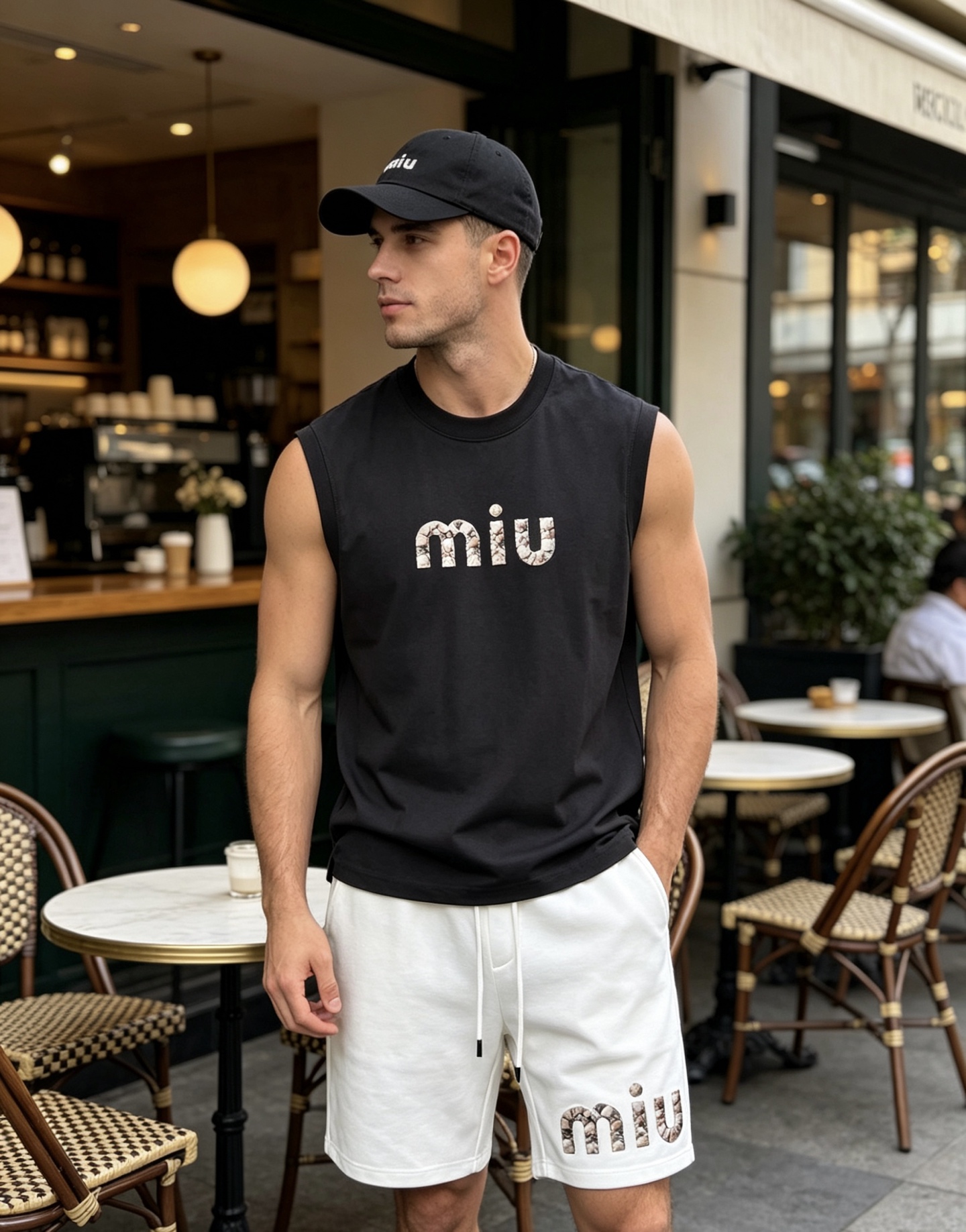 Miu miu春夏新款五分短裤🩳可搭配套装！品牌字母造型直接品牌形象.非常好看的基础款系列！采用高端锦棉面料.属于金属丝