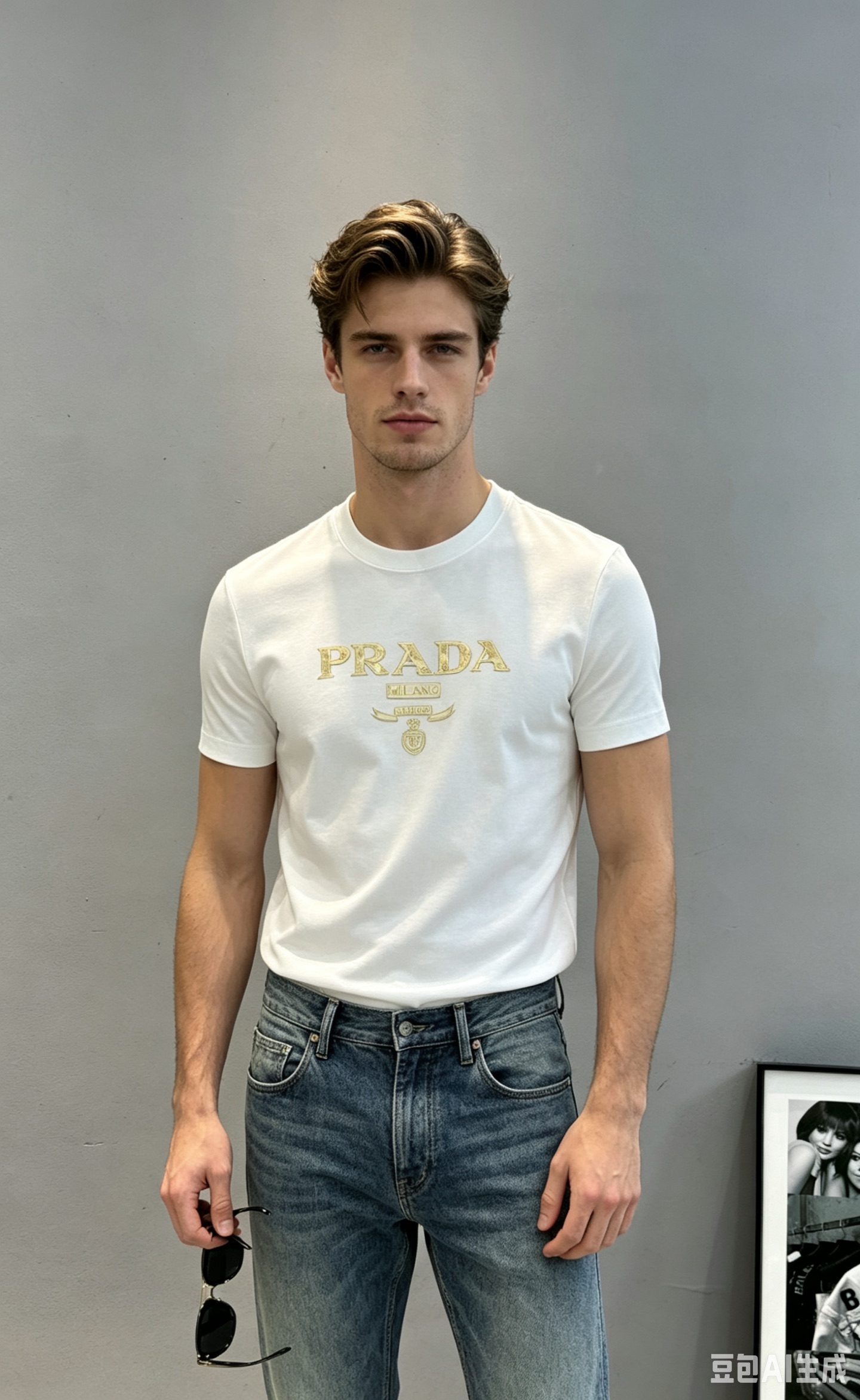 PRADA普拉达26s新品春夏男士圆领短袖.爆款推荐！优选200g丝光棉面料.舒适轻薄垂感十足！！！舒爽