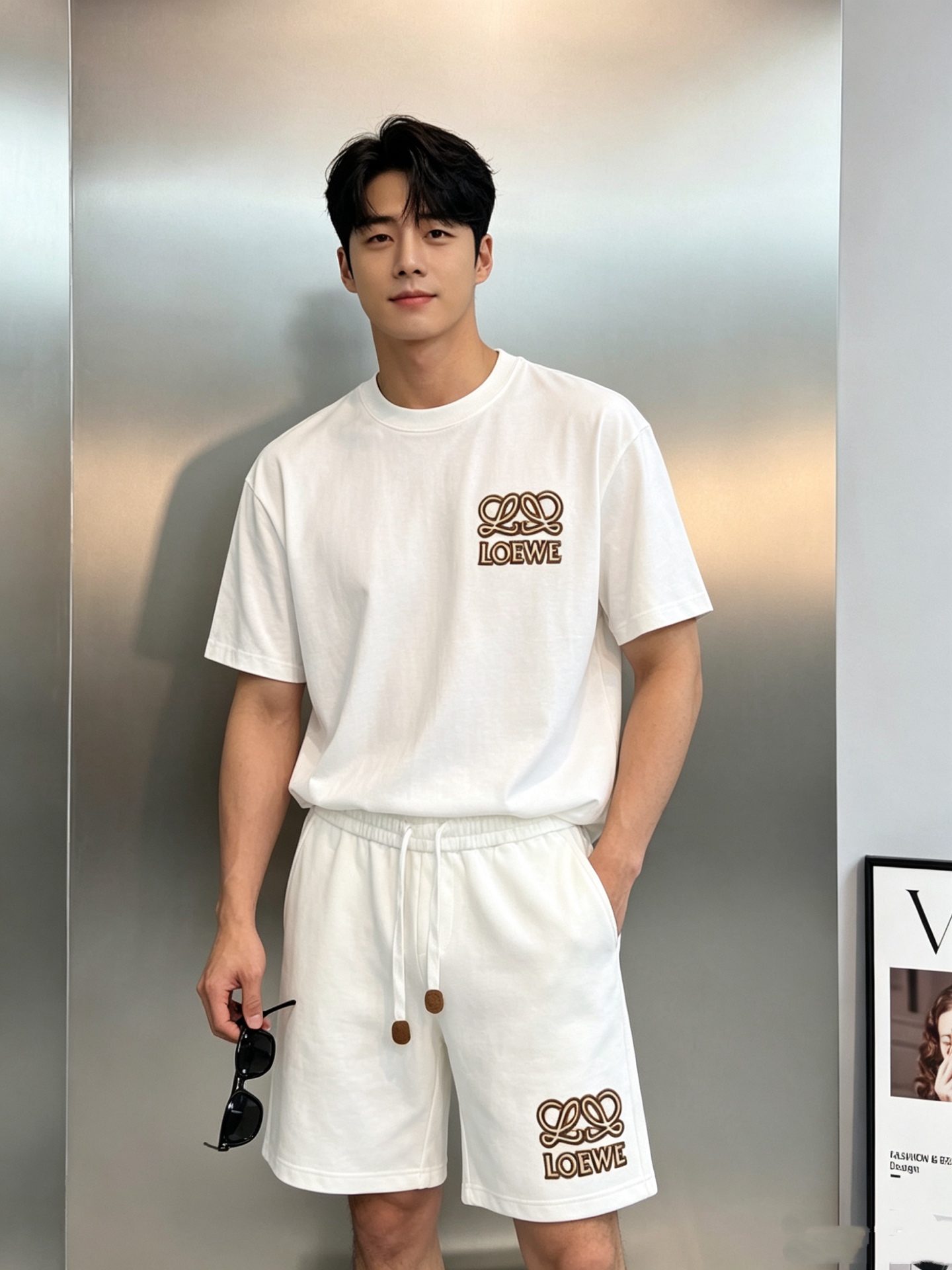 一套LOEWE罗意威新品短袖套装，夏季热卖.男女同款❤️短袖T恤+运动短裤，简约设计+品牌标志性Anag