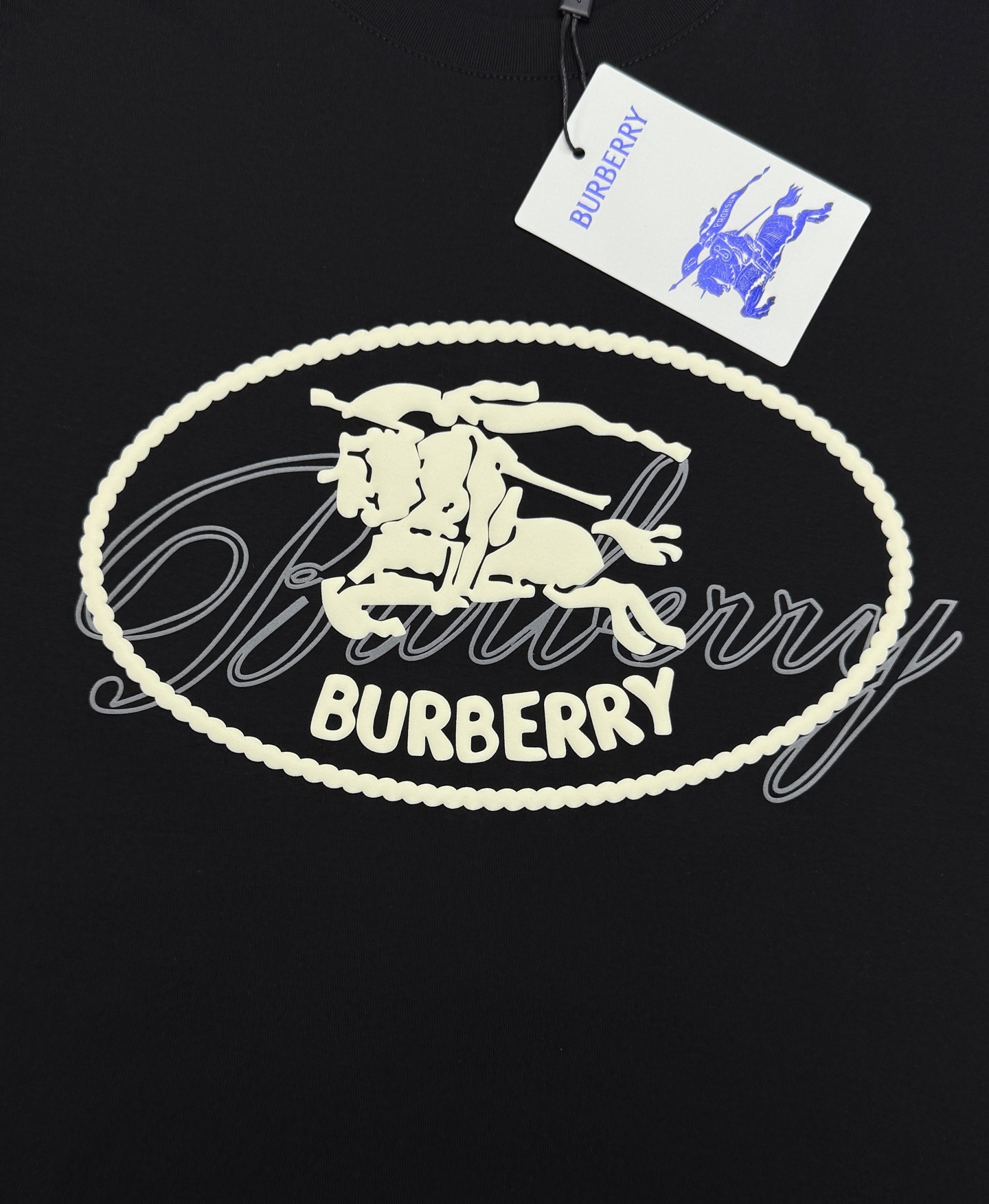 Burberry26s新款骑士印花T恤，采用丝光棉材质，柔软舒适，日常穿着超友好。正面骑士战马.英伦风满满，辨识度超高✨