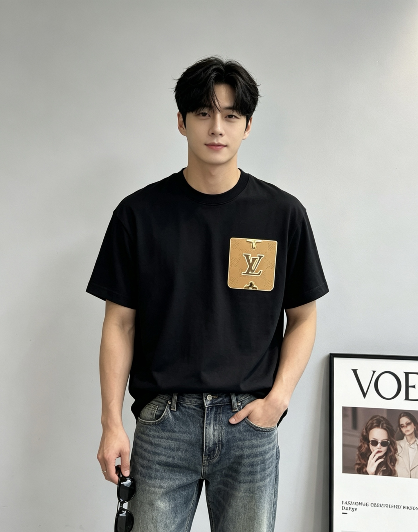 NO:918404,Donkey brand's new trendy T-shirt. Same style LV splicing pocket workwear T-shirt for men and women, black and white main color + classic Monogram leather pocket, high brand recognition!  High-quality cotton material, breathable and comfortable. The loose fit is completely OK to wear in summer. It can be easily used for daily outings and outdoor activities. It can be worn casually with jeans or overalls. The coolness will directly add to the color. Black and white. European size Xs-L (/145 pounds recommended S), louis vuitton, louis vuitton, jeans, tees, t-shirt,19860909驴牌新品潮牌T恤.男女同款LV拼接口袋工装T恤,黑白主色+经典Monogram皮革口袋,品牌辨识度超高！高品质棉料,透气舒适,夏天穿完全OK宽松版型,日常出街、户外活动都能轻松驾驭,随便搭牛仔裤or工装裤,潮酷感直接拉满颜色黑色.白色.欧码Xs-L（/145斤建议S）,,louis vuitton,louis vuitton,jeans,tees，t-shirt,,Men's clothing