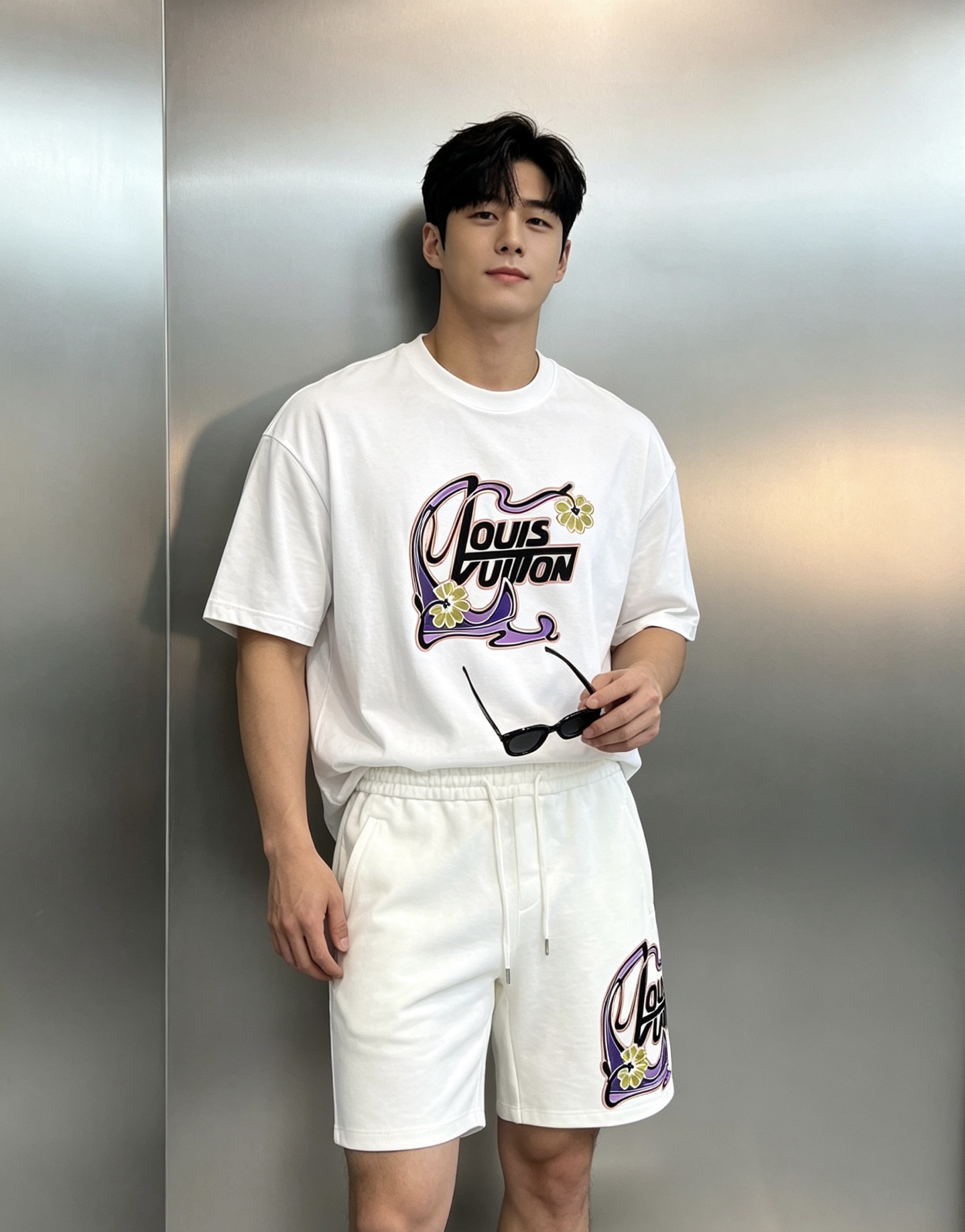 NO:947613,Tops and pants  Donkey Brand*Louis Vuitton's new trendy brand five-point shorts have a light luxury street style. They have the high-end texture of LV and incorporate cool graffiti elements. They can be salty or sweet and are suitable for a variety of styles. The trousers have seamless sideways. They use LV's iconic artistic graffiti prints, with purple-toned curves to outline the brand letters, and retro four-leaf clover elements, combining street graffiti aesthetics with  The fusion of the brand's classic symbols makes it highly recognizable and has its own trendy and cool attributes. The high-count nylon-cotton blended fabric is selected, taking into account the skin-friendly breathability of cotton and the anti-wrinkle drape properties of nylon. It has a delicate and soft touch, with a high-end matte texture. It is refreshing and not sweaty when worn in summer. It is not easy to deform or pill after long-term wear. The elastic waistband is comfortable to wear. Original hardware accessories. All three standards!  Color: Black. White. Size: M-3XL/29-36. Fitted version (S and 4XL can be customized)/140 catties. Recommend L,, louis vuitton, louis vuitton, louis vuitton, shorts,19860909上衣.裤子 驴牌*路易威登新款潮牌五分短裤轻奢街头风,既有LV的高级质感,又融入潮酷涂鸦元素,可盐可甜,适配多种穿搭风格.裤身侧身无缝工艺.采用LV标志性艺术化涂鸦印花,以紫调曲线勾勒品牌字母,搭配复古四叶草元素,将街头涂鸦美学与品牌经典符号融合,辨识度拉满,自带潮酷属性.甄选高支锦棉混纺面料,兼顾棉的亲肤透气与锦纶的抗皱垂坠特性,触感细腻软糯,自带高级哑光质感,夏季穿着清爽不闷汗,久穿不易变形、不起球.松紧腰头穿着舒适.原版五金配件.三标齐！颜色黑色.白色.码数M-3XL/29-36合身版型（S和4XL可订做）/140斤建议L,,louis vuitton,louis vuitton,louis vuitton,shorts,,Men's clothing