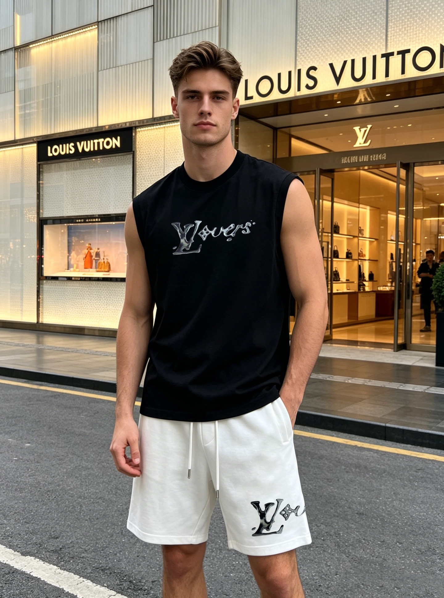 NO:938297,Tops and pants. Donkey Brand*Louis Vuitton's new ice cotton vest is the same for men and women and can be matched with suits!  The new series for the new season cleverly integrates the logo into the design, creating a series of sports-style items full of retro style. On this versatile T-shirt, a liquid silver water-type pattern is presented on the body in a low-key manner. It is made of specially developed 240g ice cotton plain fabric, which is cool and comfortable. The upper body is wide and comfortable, and can be worn outside or inside.  All three standards!  Color Black. White. Size S-3XL slightly expanded version (/145 catties recommended L), louis vuitton, louis vuitton, tees, t-shirt,19860909上衣.裤子 驴牌*路易威登新款冰棉背心男女同款可搭配套装！新季新推系列将标识巧妙融入设计,塑就一系列充满复古风情的运动风单品.在这款百搭t恤上,带着液态银水型的图案低调呈现于衣身,优选特定原版开发240g冰棉平纹面料,凉爽舒适.上身挺阔舒适度佳,外穿内搭随意搭配！三标齐！颜色黑色.白色.码数S-3XL微扩版型（/145斤建议L）,,louis vuitton,louis vuitton,tees，t-shirt,,Men's clothing
