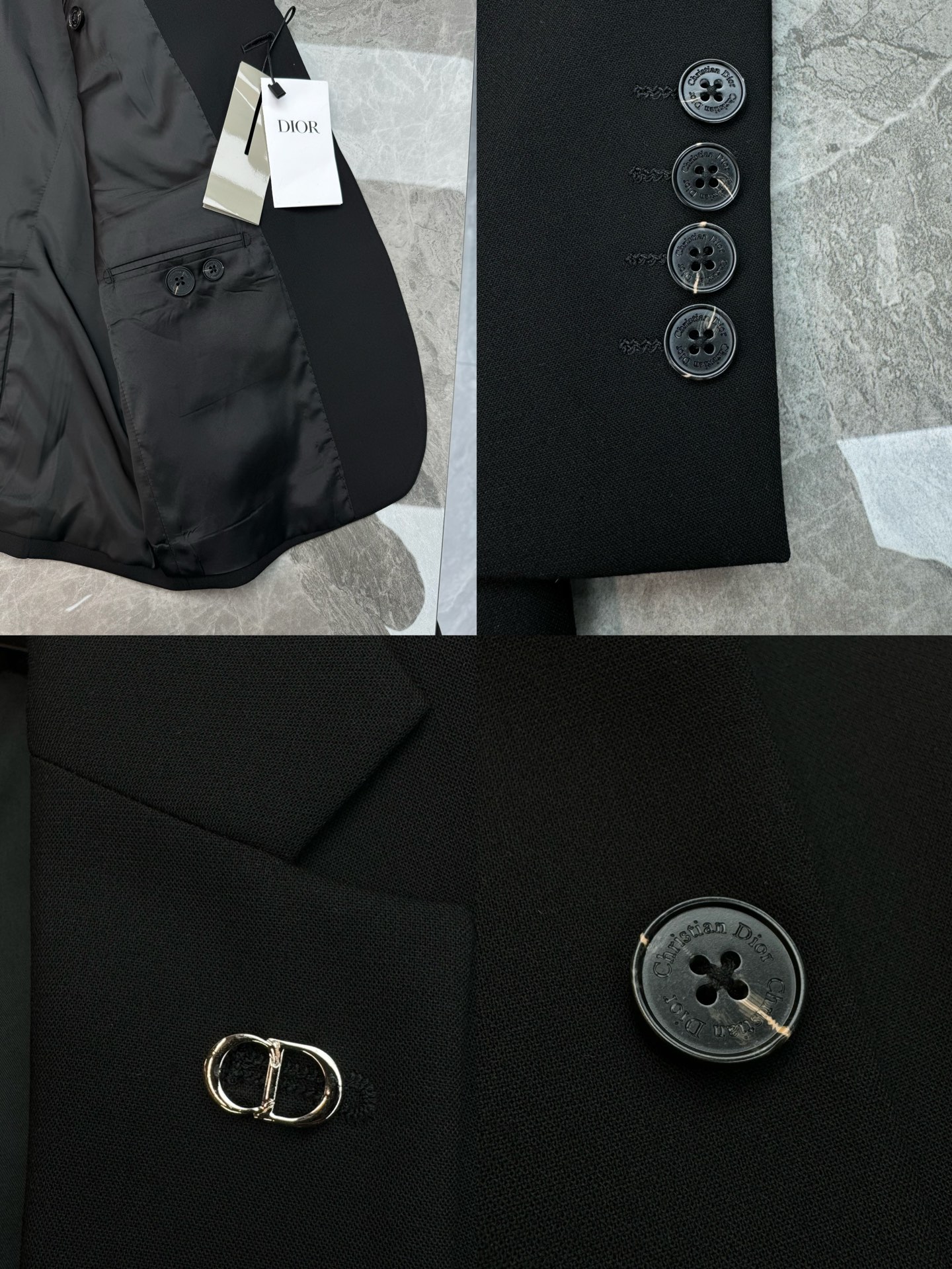 一套DIOR经典CD金属饰标色纺套西🤵男士修身商务黑色西装两件套.外贸公司订单！高阶男士衣柜刚需正装，色
