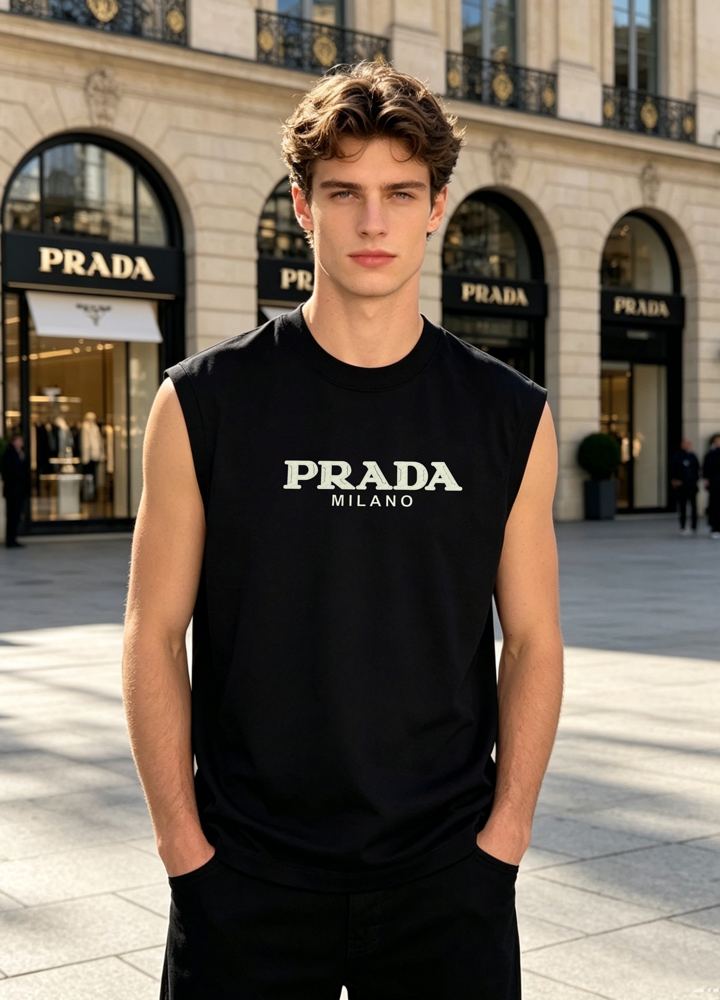 NO:938303,PRADA's new vest is available for both men and women!  The high-definition 3D letters three-dimensional printing design on the chest. Classic PRADA. The texture combination is extraordinary!  The texture is excellent, comfortable and breathable. It is unforgettable!  Made of 240g ice cotton fabric. Cool and skin-friendly. Comfortable and soft ~ The upper body is great to wear alone and a must-have item with a jacket!  Color Black. White. Gray. Size S-3XL slightly expanded version (L is recommended for 175/145 pounds), prada, prada, jackets & coats,19860909PRADA普拉达新款背心男女同款！胸前高清3D字母立体印花设计.经典PRADA.质感搭配都是不同凡响！质感极好舒适又透气.让人过目难忘！采用240g冰棉面料.凉爽亲肤.舒适柔软～上身超赞单穿搭配外套必备单品！颜色黑色.白色.灰色.码数S-3XL微扩版型（175/145斤建议L）,,prada,prada,jackets & coats,,Men's clothing