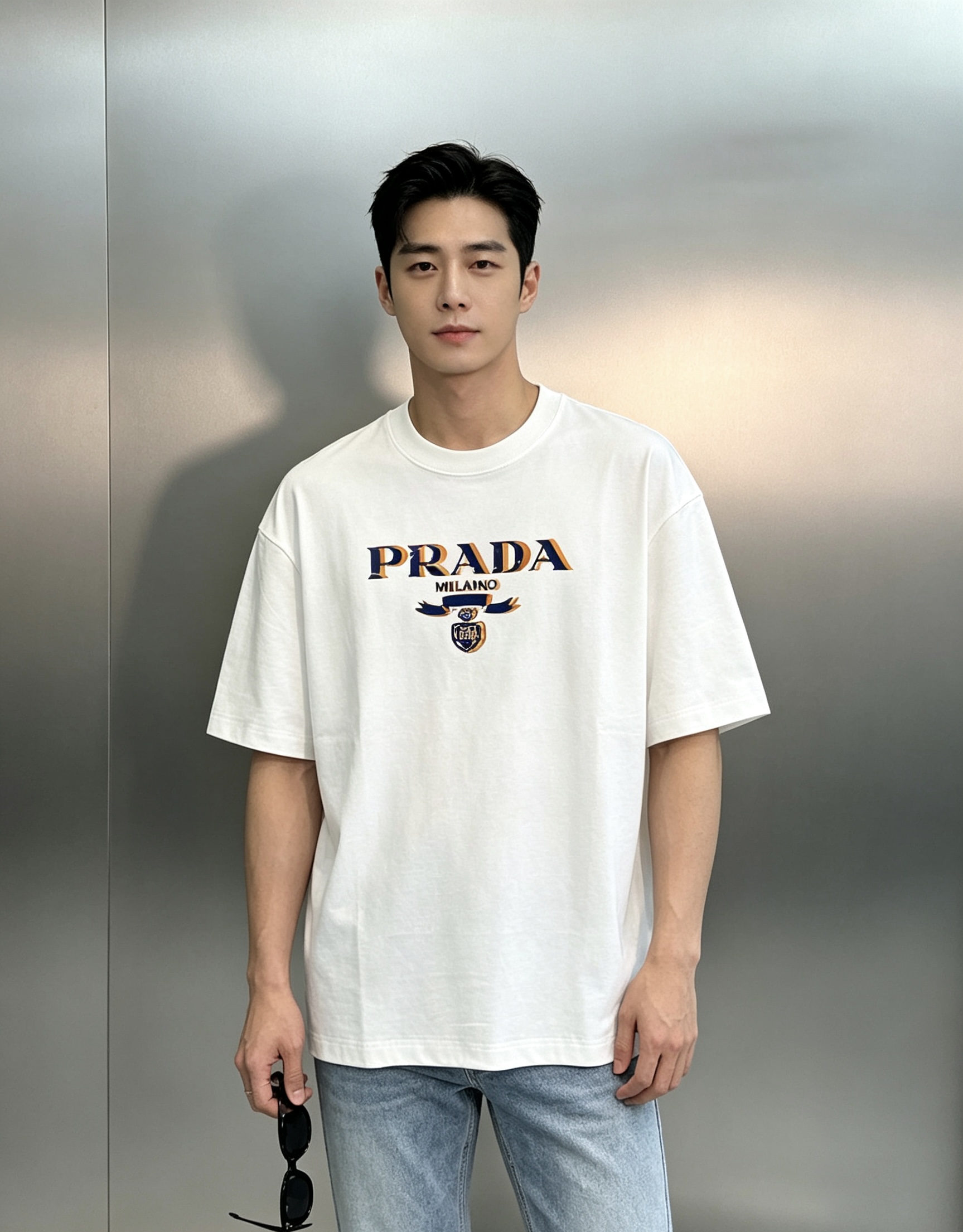 意式学院风新番｜Prada撞色徽章短袖T恤.潮牌T恤.男女同款❤️甄选重磅精梳280g纯棉面料，垂顺挺括，上身自带高级肌