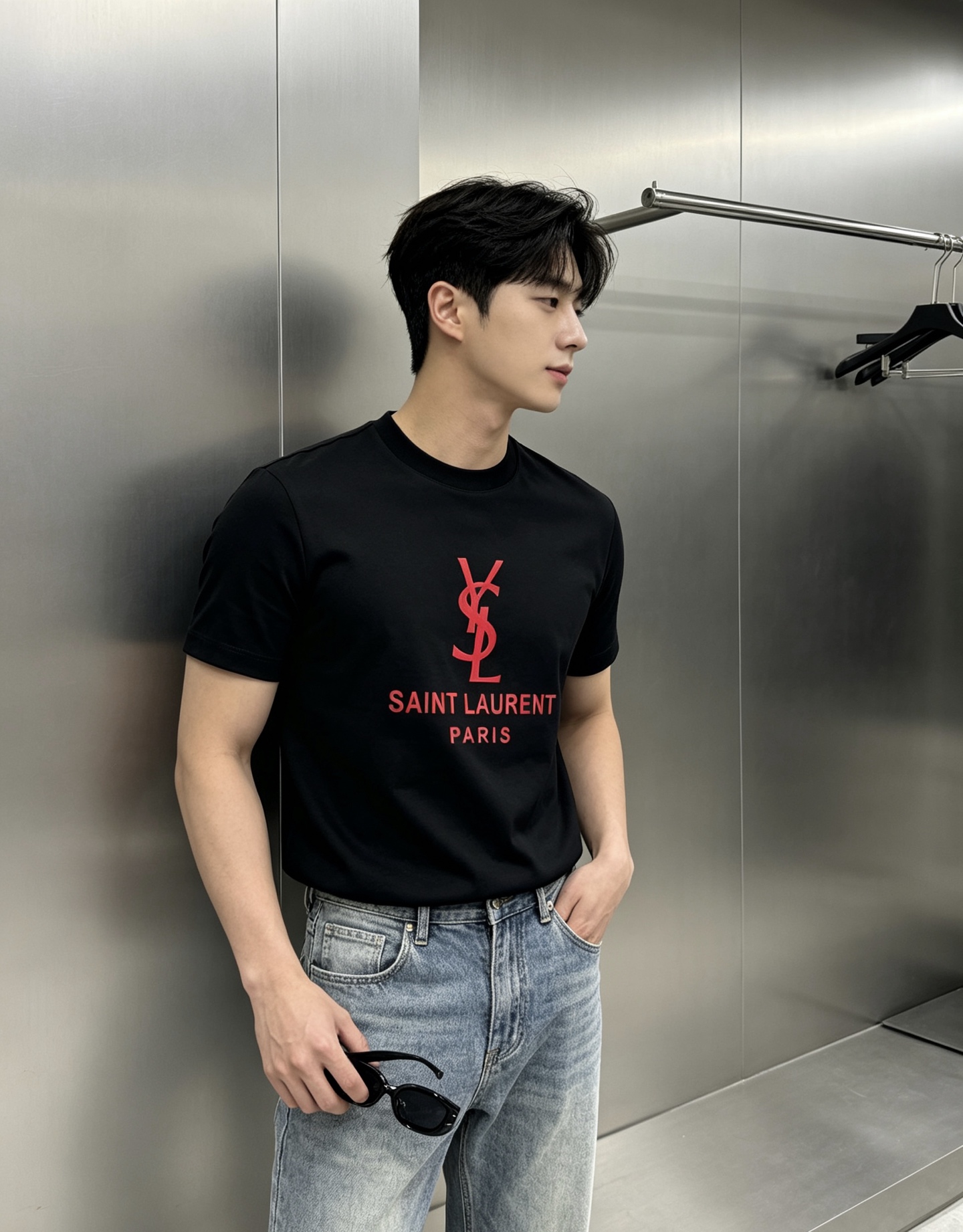SAINT LAURENT 圣罗兰经典标识丝光棉T恤-轻奢男士刚需基础款，简约不单调，高级感与生俱来✨甄选高支丝光棉面料