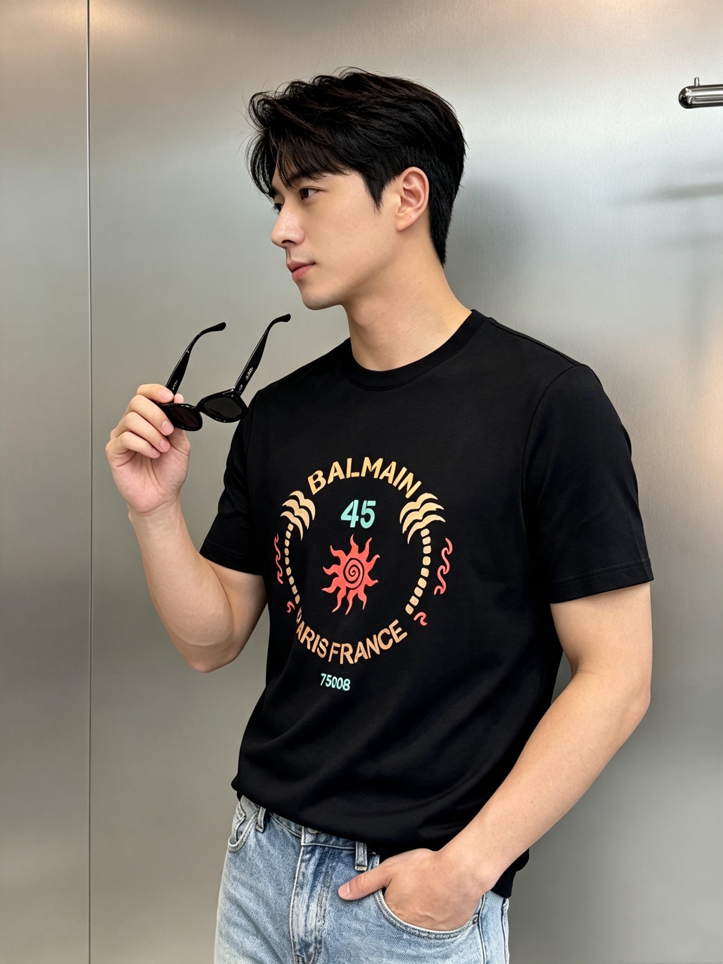BALMAINI*巴尔曼26s夏季新款丝光棉T恤.客供优质190g丝光棉布制成，机织技术.相比于普通面料更加富有质感..