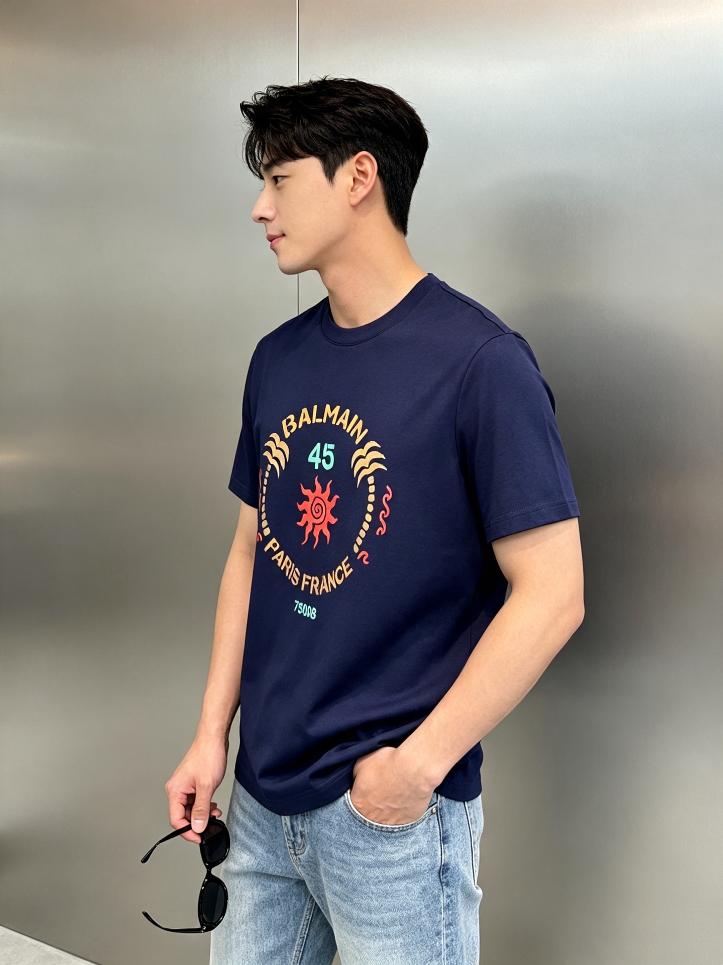 BALMAINI*巴尔曼26s夏季新款丝光棉T恤.客供优质190g丝光棉布制成，机织技术.相比于普通面料更加富有质感..