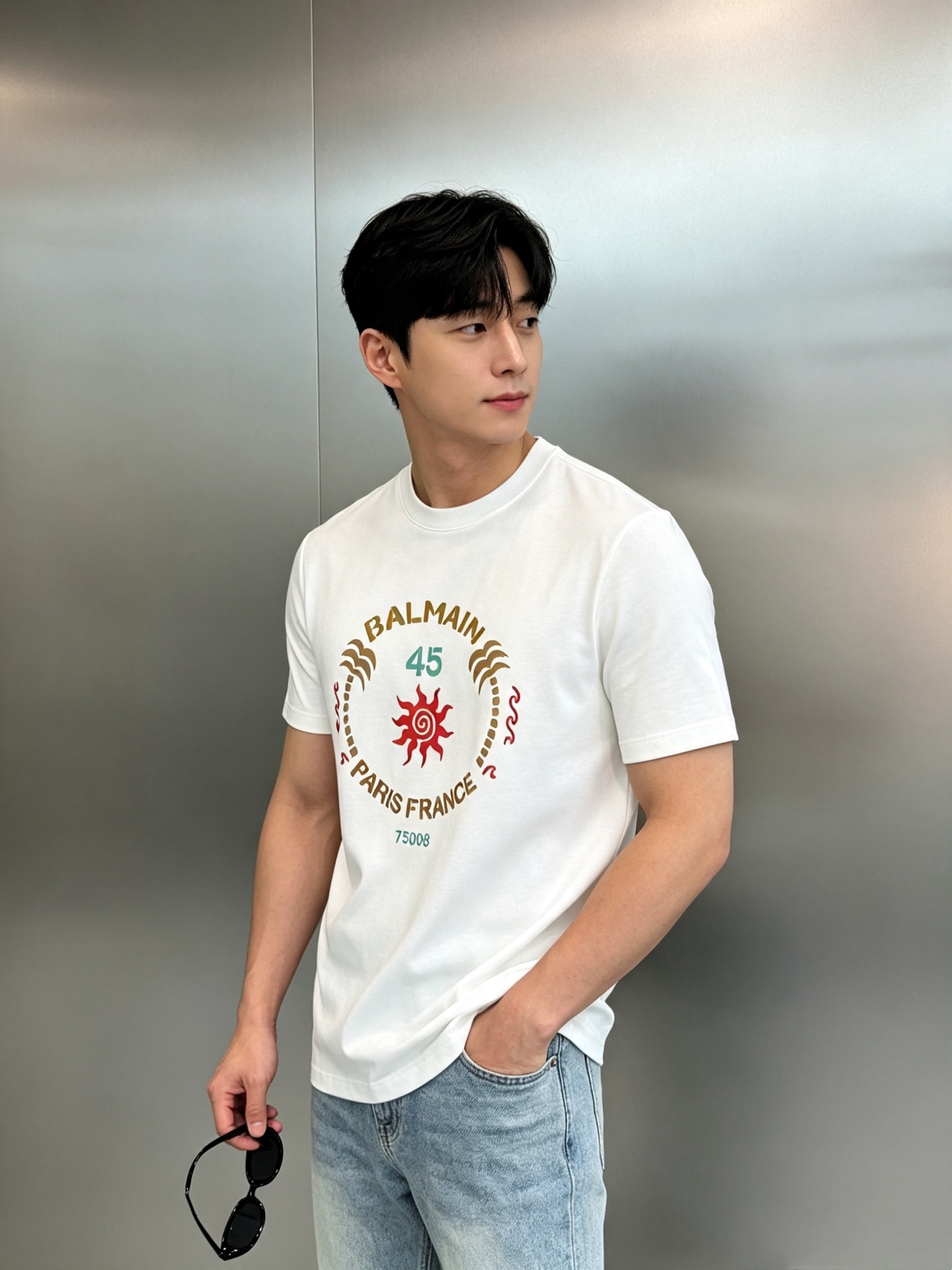 BALMAINI*巴尔曼26s夏季新款丝光棉T恤.客供优质190g丝光棉布制成，机织技术.相比于普通面料更加富有质感..