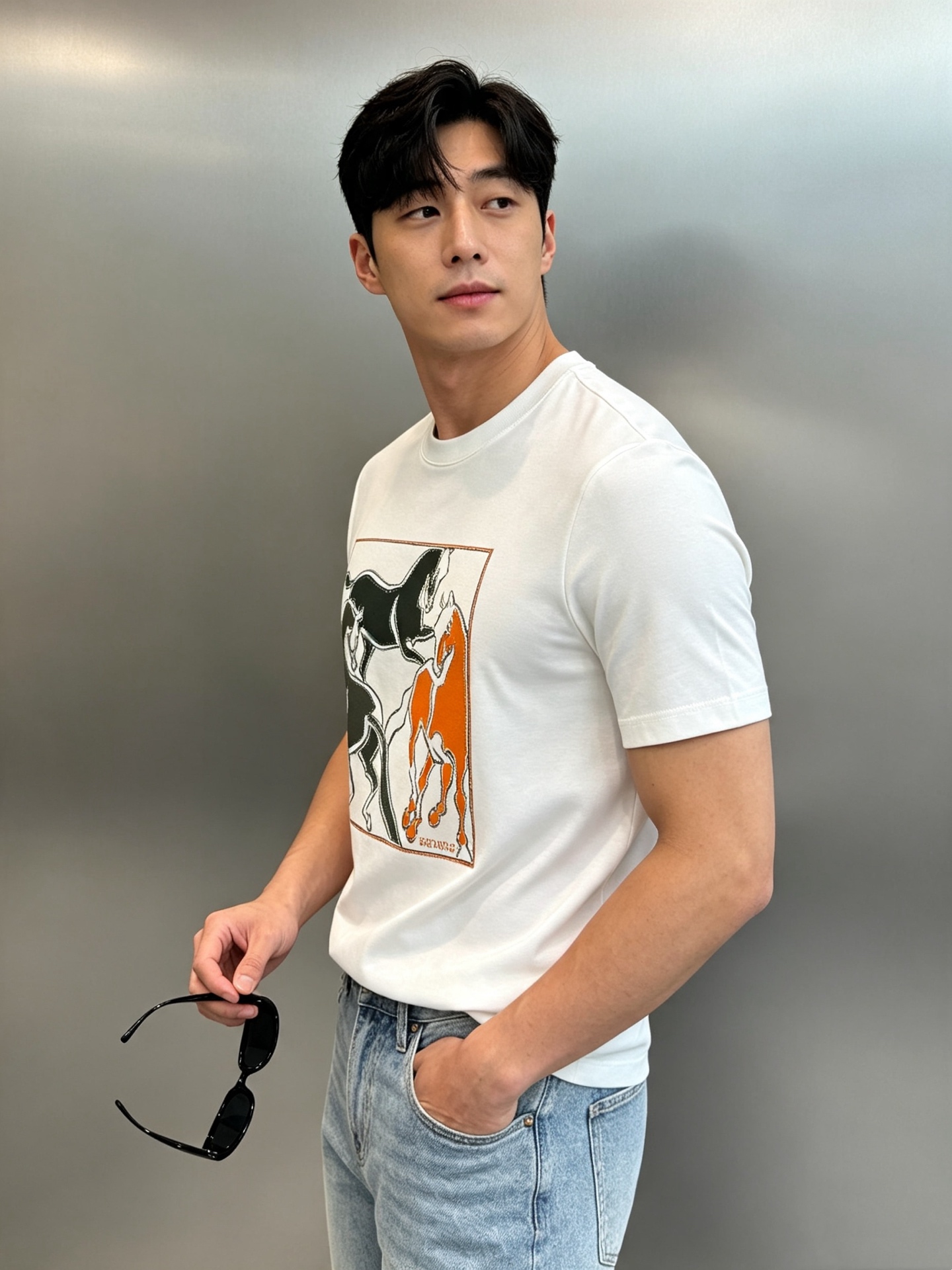 Hermes爱马仕26s新款丝光棉短袖T恤，采用高品质丝光棉面料.亲肤透气，夏天穿超舒服！正面是超有艺术感的爱马仕贵族元