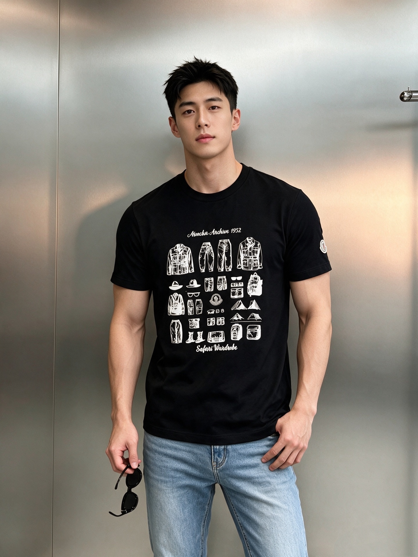 Moncler 蒙口1952复古探险丝光棉短袖T恤，将品牌的户外基因与复古美学融为一体。精选高支丝光棉，经过多道工艺处理