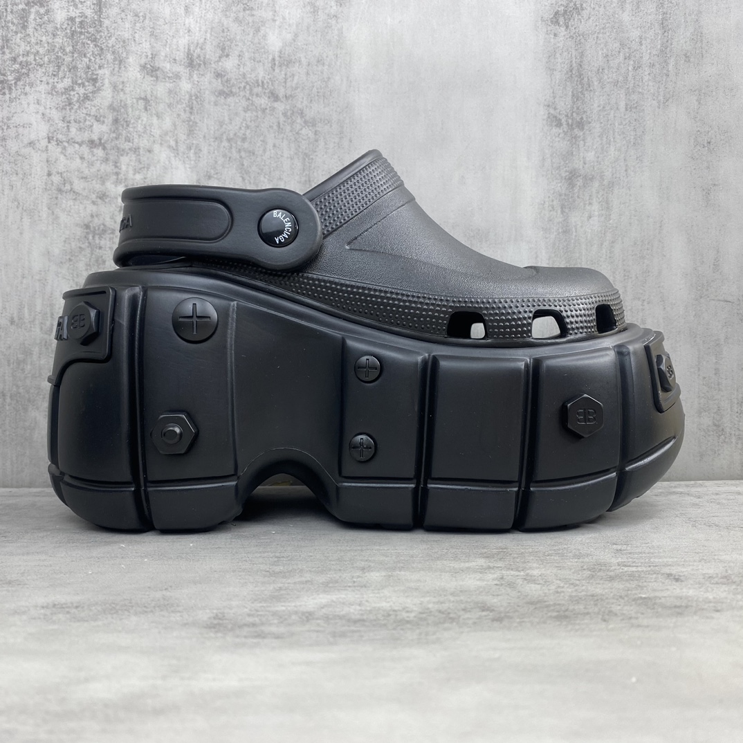 Balenciaga 新款上架 卡骆驰联乘法国高端奢侈品牌-巴黎世家 BALENCIAGA x CrOCS MPoolPlatform Slide Sandals 穆勒系列松糕厚底夏季沙滩涉水百搭潮流系带休闲拖鞋式凉鞋 增高鞋 女鞋 采用全新开发双层超轻95%(注塑)EVA塑料上下层组合模具