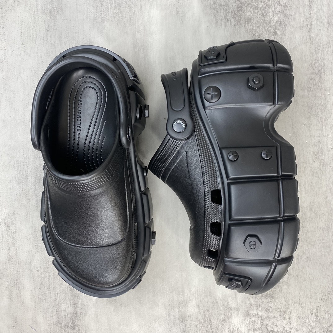 Balenciaga 新款上架 卡骆驰联乘法国高端奢侈品牌-巴黎世家 BALENCIAGA x CrOCS MPoolPlatform Slide Sandals 穆勒系列松糕厚底夏季沙滩涉水百搭潮流系带休闲拖鞋式凉鞋 增高鞋 女鞋 采用全新开发双层超轻95%(注塑)EVA塑料上下层组合模具