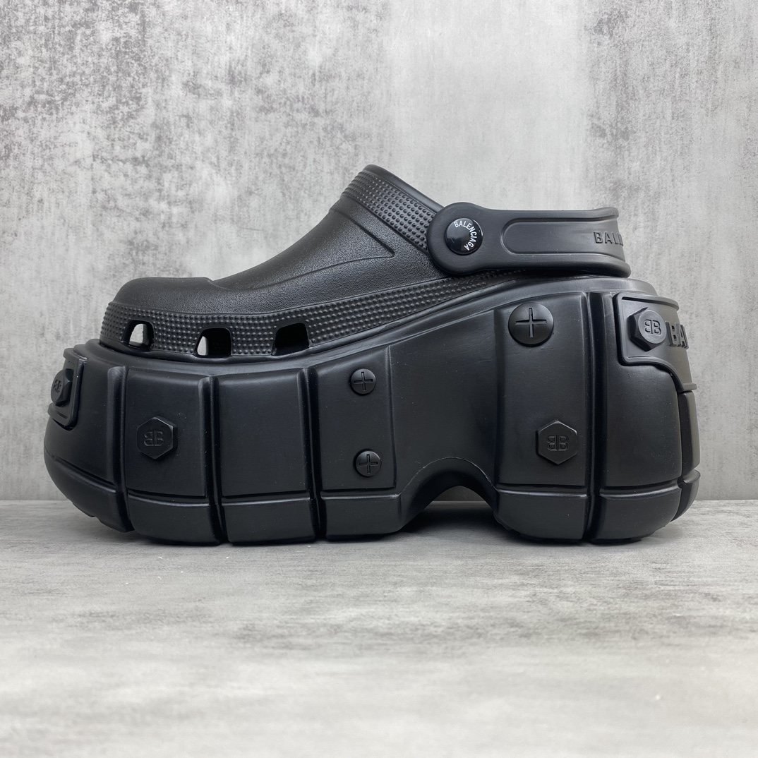 Balenciaga 新款上架 卡骆驰联乘法国高端奢侈品牌-巴黎世家 BALENCIAGA x CrOCS MPoolPlatform Slide Sandals 穆勒系列松糕厚底夏季沙滩涉水百搭潮流系带休闲拖鞋式凉鞋 增高鞋 女鞋 采用全新开发双层超轻95%(注塑)EVA塑料上下层组合模具
