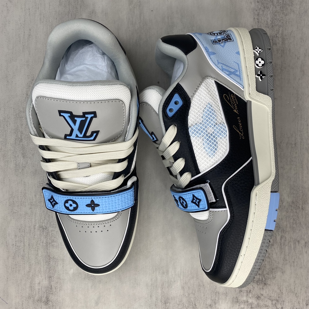 Louis Vuitton 新款上架 2063 Louis*Vuitto* LV Trainer 魔术贴最新款 大底和面料私模 绝对下血本费心思的一款鞋子 自Vifgil到来之后而设计的这一系列 每一季度都深受众多粉丝的青睐 TPU 大底 包装