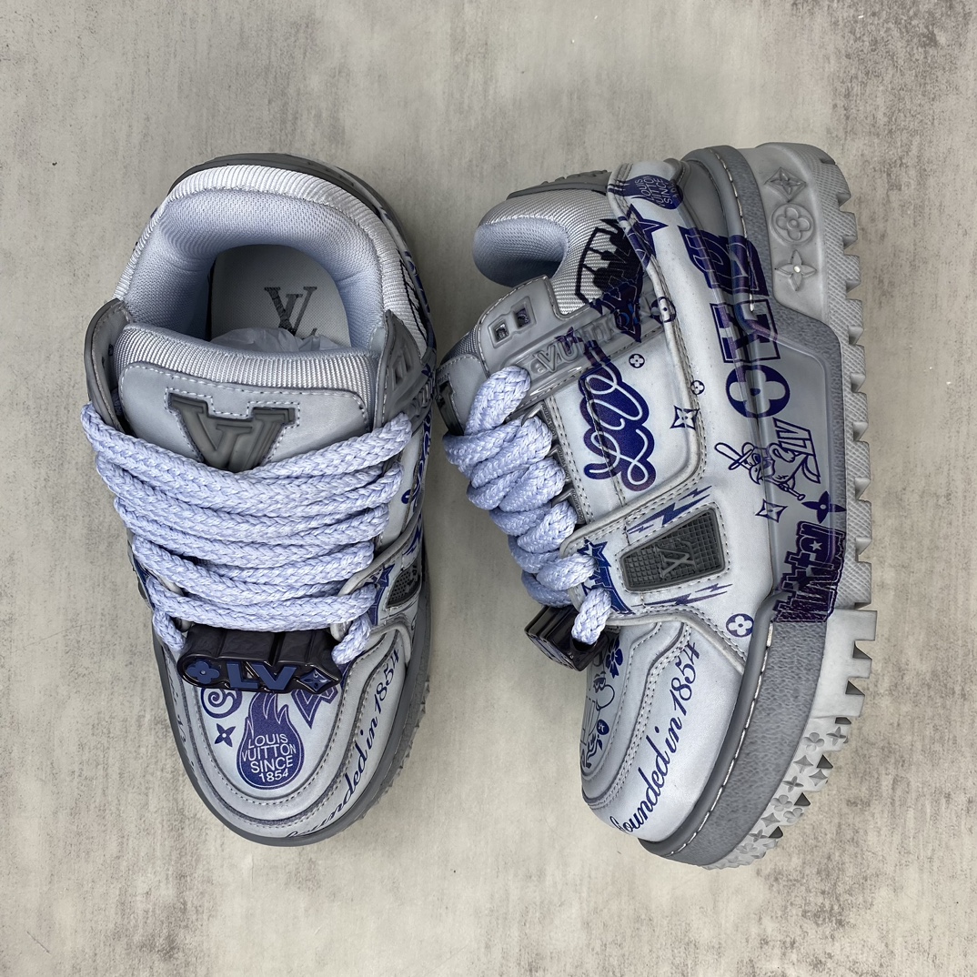 Louis Vuitton 新款上架 Loui* Vuitto* 24ss 走秀款Trainer 水染胖丁面包滑板鞋 独家开模暗花老花串珠 男款39-45