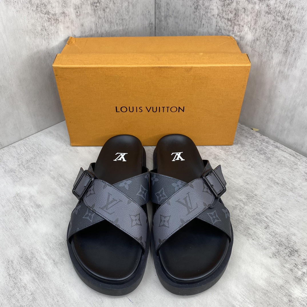 Louis Vuitton 新色上架 LV 24ss 春夏男装凉拖 楦型与 一致 进口 皮料制作 高品质拖鞋凉鞋 尺码：38-45