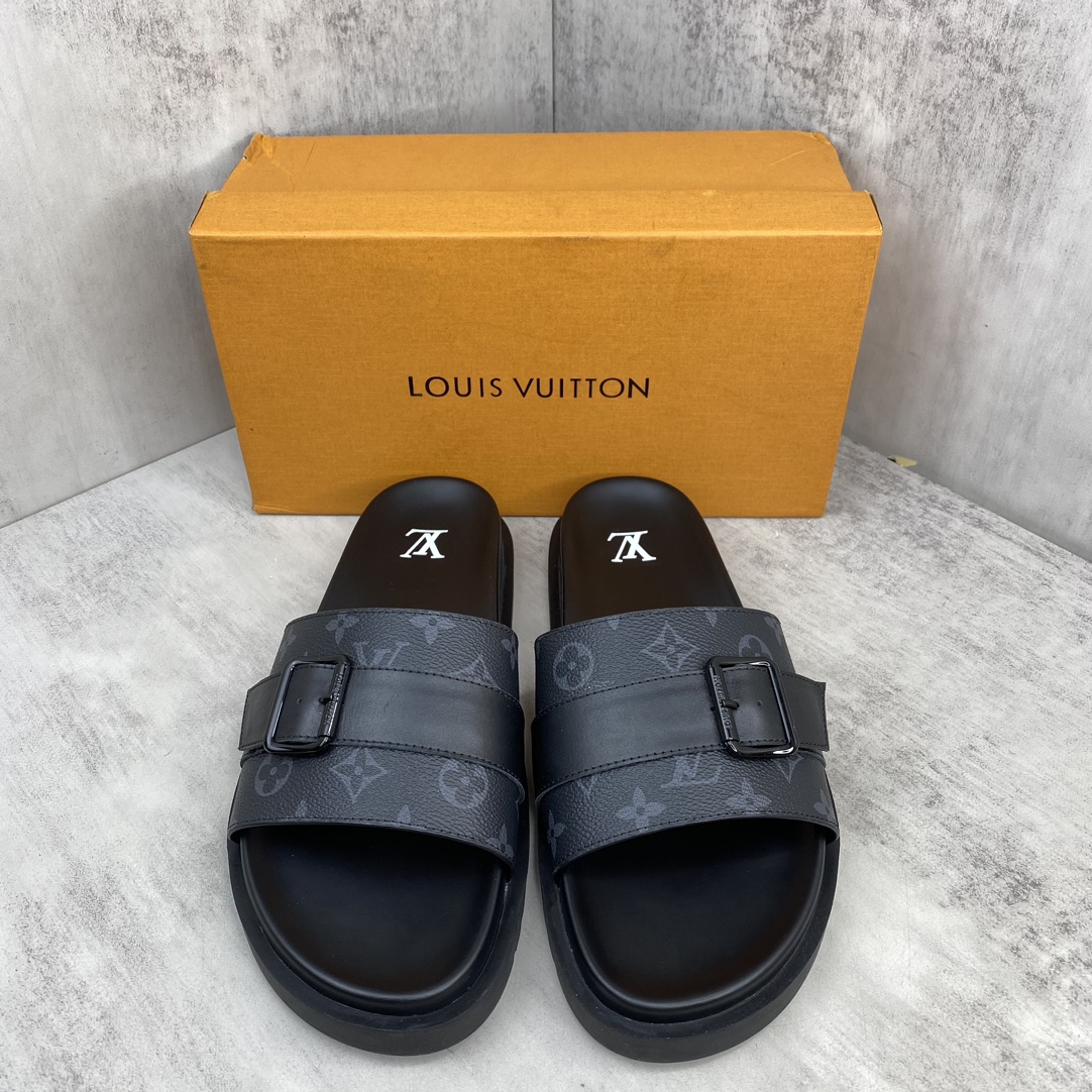 Louis Vuitton 新色上架 LV 24ss 春夏男装凉拖 楦型与 一致 进口 皮料制作 高品质拖鞋凉鞋 尺码：38-45