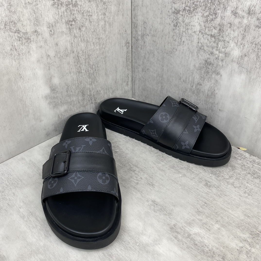 Louis Vuitton 新色上架 LV 24ss 春夏男装凉拖 楦型与 一致 进口 皮料制作 高品质拖鞋凉鞋 尺码：38-45