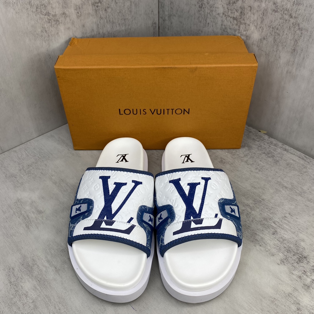 Louis Vuitton 新色上架 LV 24ss 春夏男装凉拖 楦型与 一致 进口 皮料制作 高品质拖鞋凉鞋 尺码：38-45