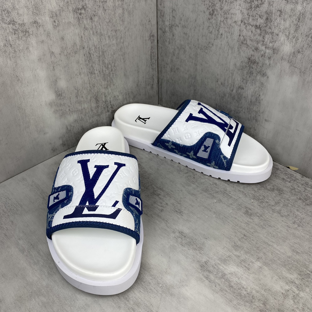 Louis Vuitton 新色上架 LV 24ss 春夏男装凉拖 楦型与 一致 进口 皮料制作 高品质拖鞋凉鞋 尺码：38-45