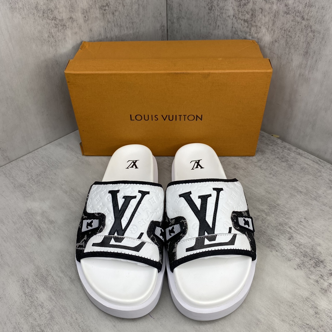 Louis Vuitton 新色上架 LV 24ss 春夏男装凉拖 楦型与 一致 进口 皮料制作 高品质拖鞋凉鞋 尺码：38-45
