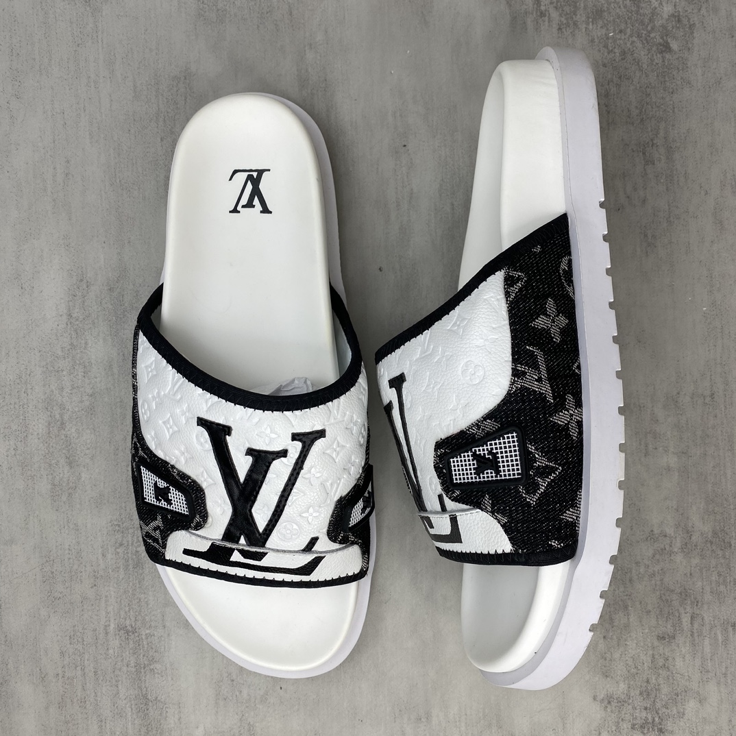Louis Vuitton 新色上架 LV 24ss 春夏男装凉拖 楦型与 一致 进口 皮料制作 高品质拖鞋凉鞋 尺码：38-45