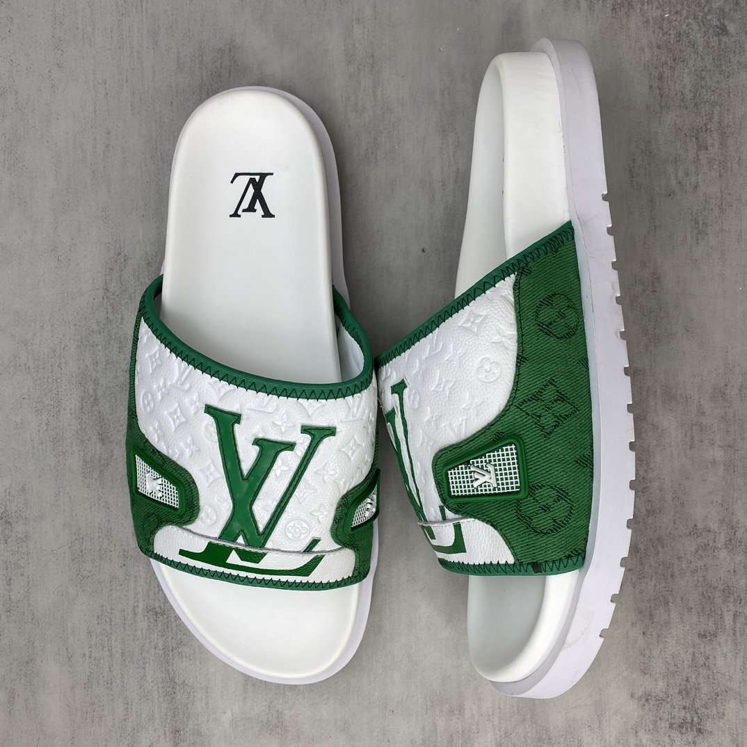 Louis Vuitton 新色上架 LV 24ss 春夏男装凉拖 楦型与 一致 进口 皮料制作 高品质拖鞋凉鞋 尺码：38-45