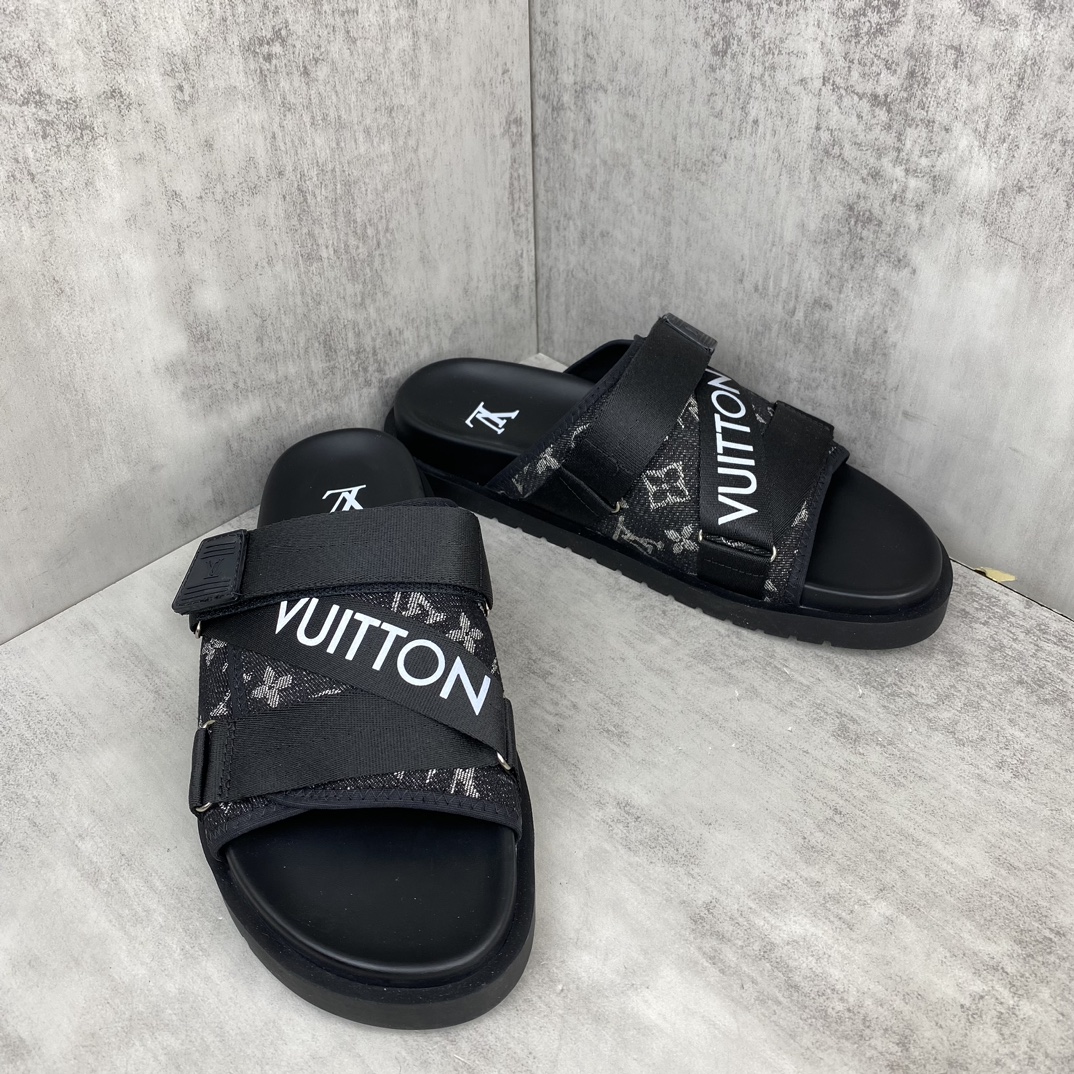 Louis Vuitton 新色上架 LV 24ss 春夏男装凉拖 楦型与 一致 进口 皮料制作 高品质拖鞋凉鞋 尺码：38-45