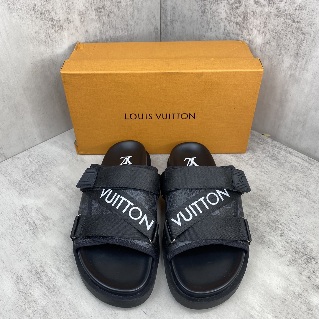 Louis Vuitton 新色上架 LV 24ss 春夏男装凉拖 楦型与 一致 进口 皮料制作 高品质拖鞋凉鞋 尺码：38-45