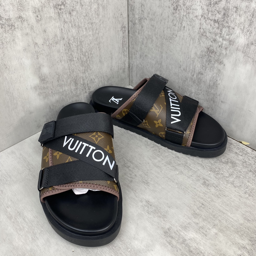 Louis Vuitton 新色上架 LV 24ss 春夏男装凉拖 楦型与 一致 进口 皮料制作 高品质拖鞋凉鞋 尺码：38-45