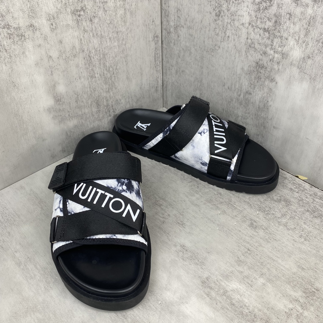Louis Vuitton 新色上架 LV 24ss 春夏男装凉拖 楦型与 一致 进口 皮料制作 高品质拖鞋凉鞋 尺码：38-45