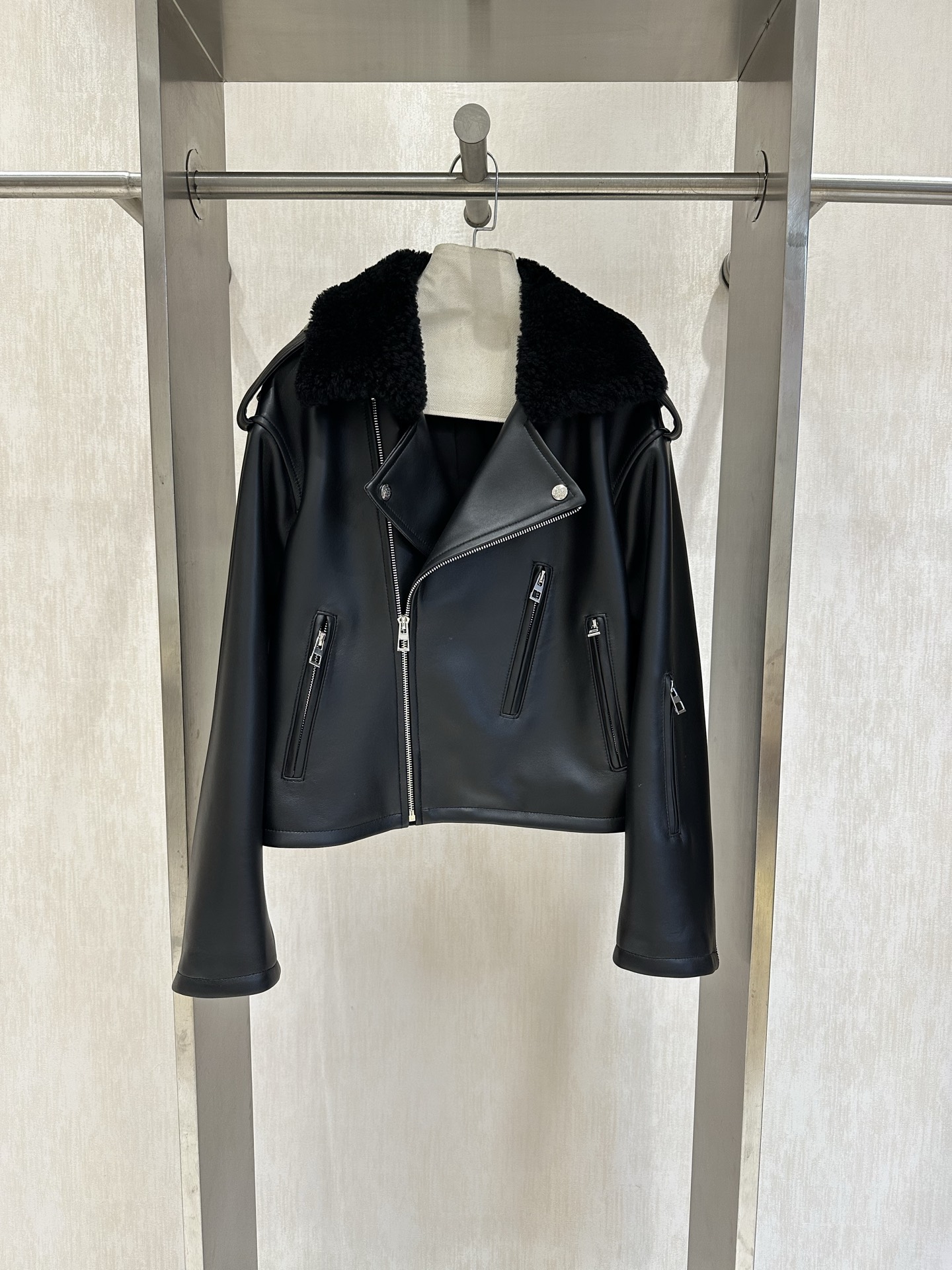 Loewe Leather and Wool Collar Biker Jacket - Chic & Edgy Outerwear 2 i1746631591280 1006 0 0