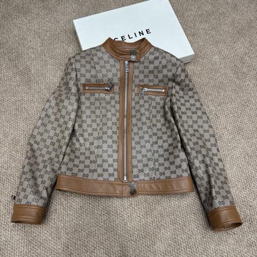 G*cci Monogram Lambskin Leather Jacket Classic Biker Style 1 G*cci Monogram Lambskin Leather Jacket Classic Biker Style