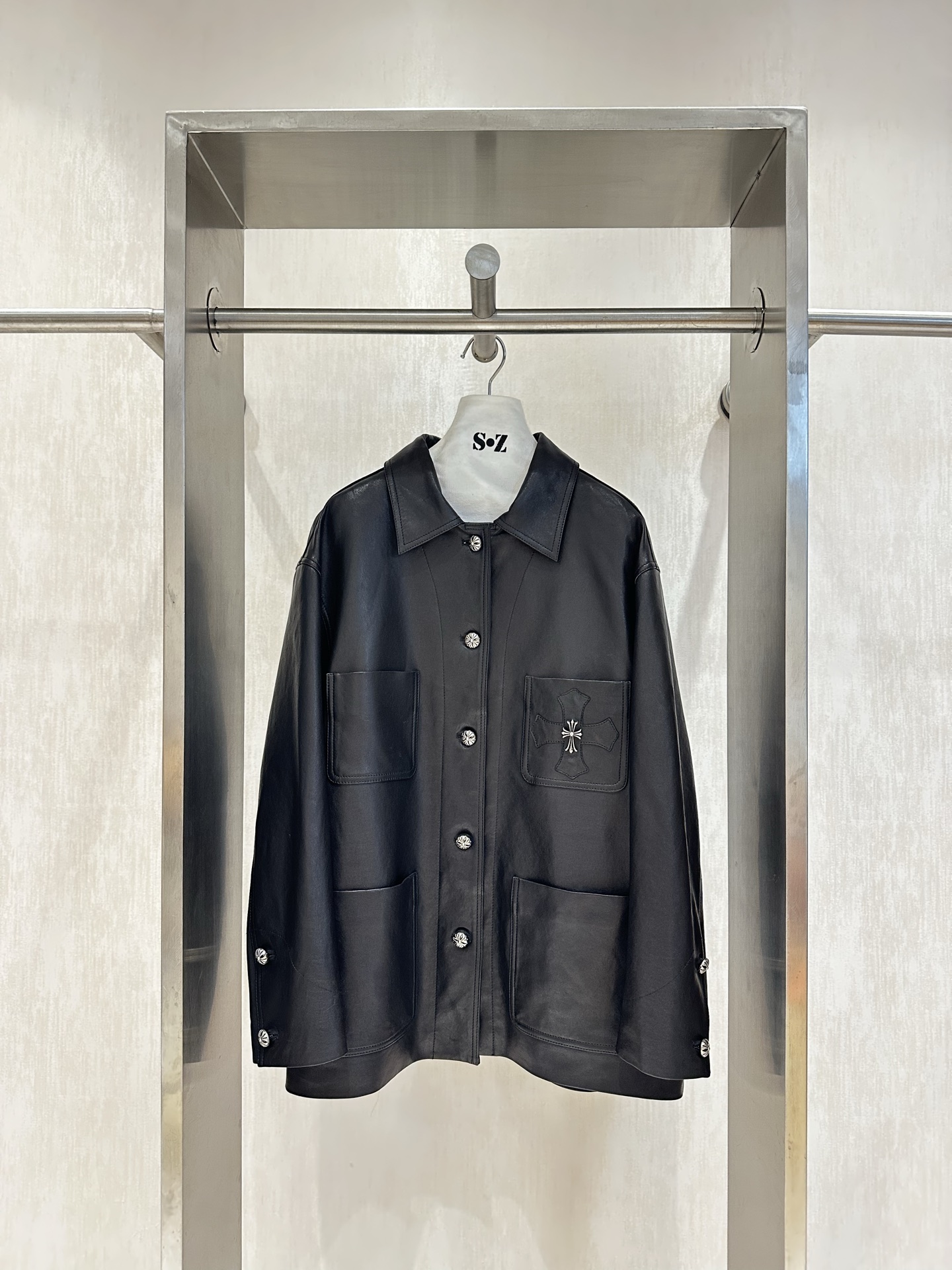 High-Quality Sheepskin Leather Coat in Monochrome, Tailor-Made Design, Latest Release