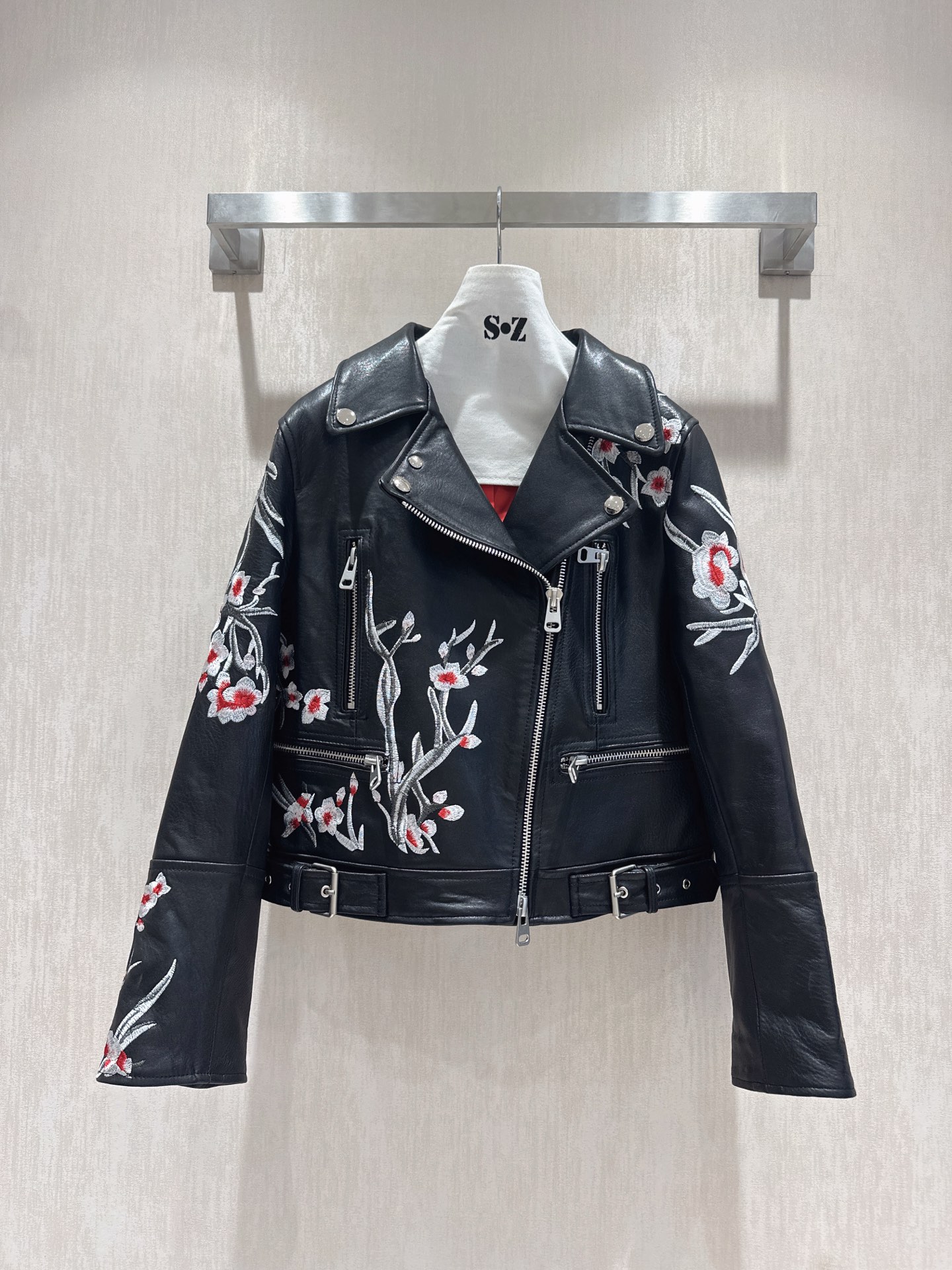 Alexander McQueen Black Embroidered Leather Biker Jacket - Classic & Edgy 2 i1757678152568 3407 0 0