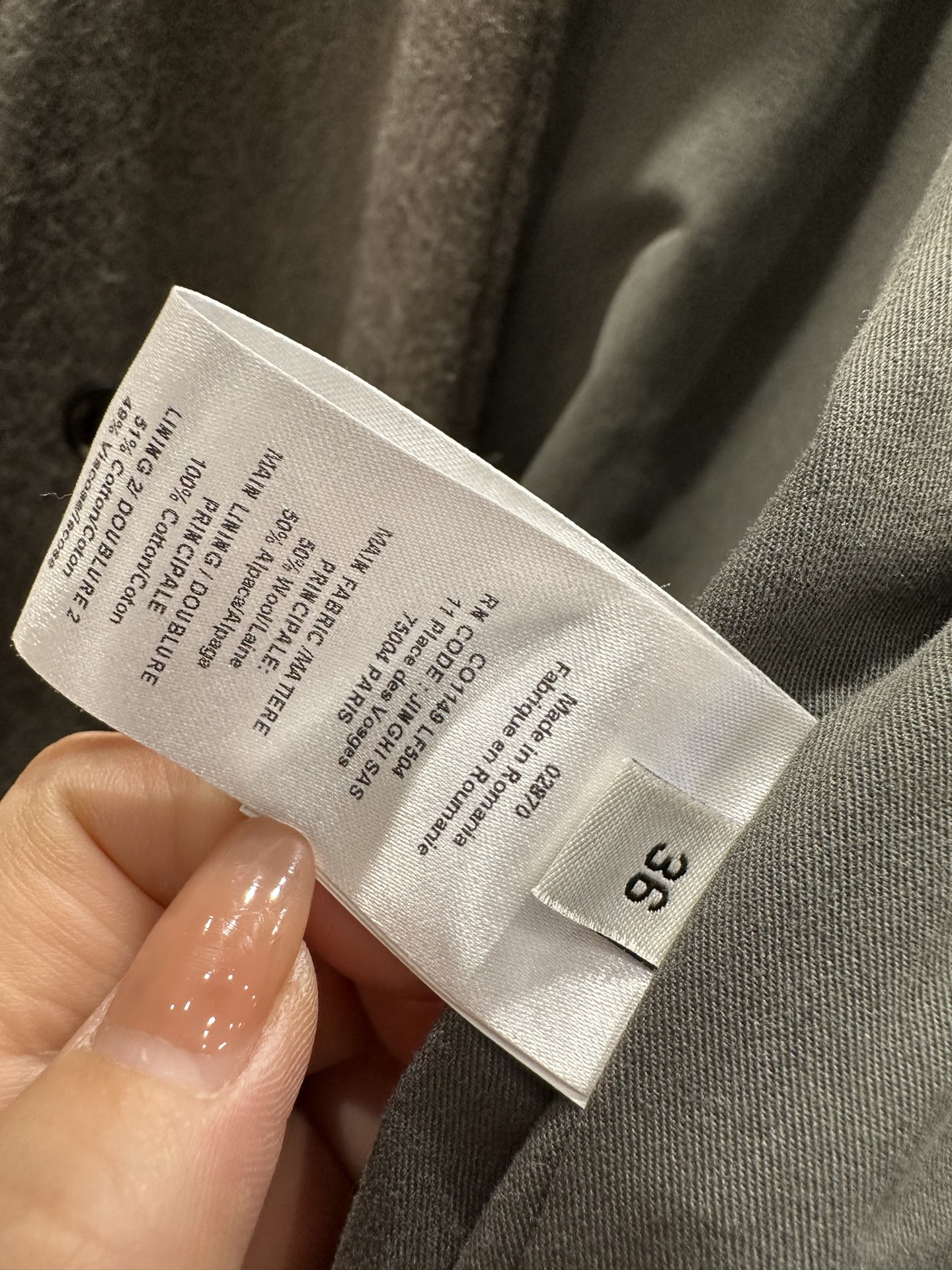 Lemaire Gray-Green Wool Blend Belted Short Coat - Stylish & Comfortable 10 i1758288227223 5751 0 8